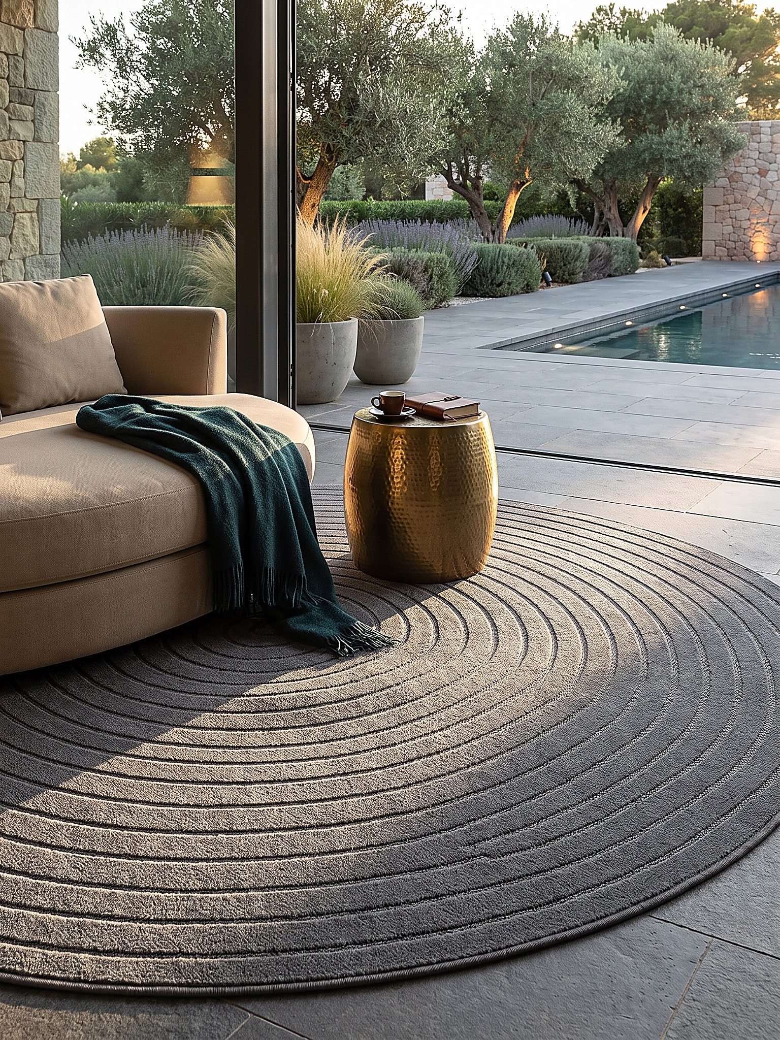 Outdoor-Teppich Wetterfest Anthrazit 120x120 cm - MEZEN | Kadima - Bild 1