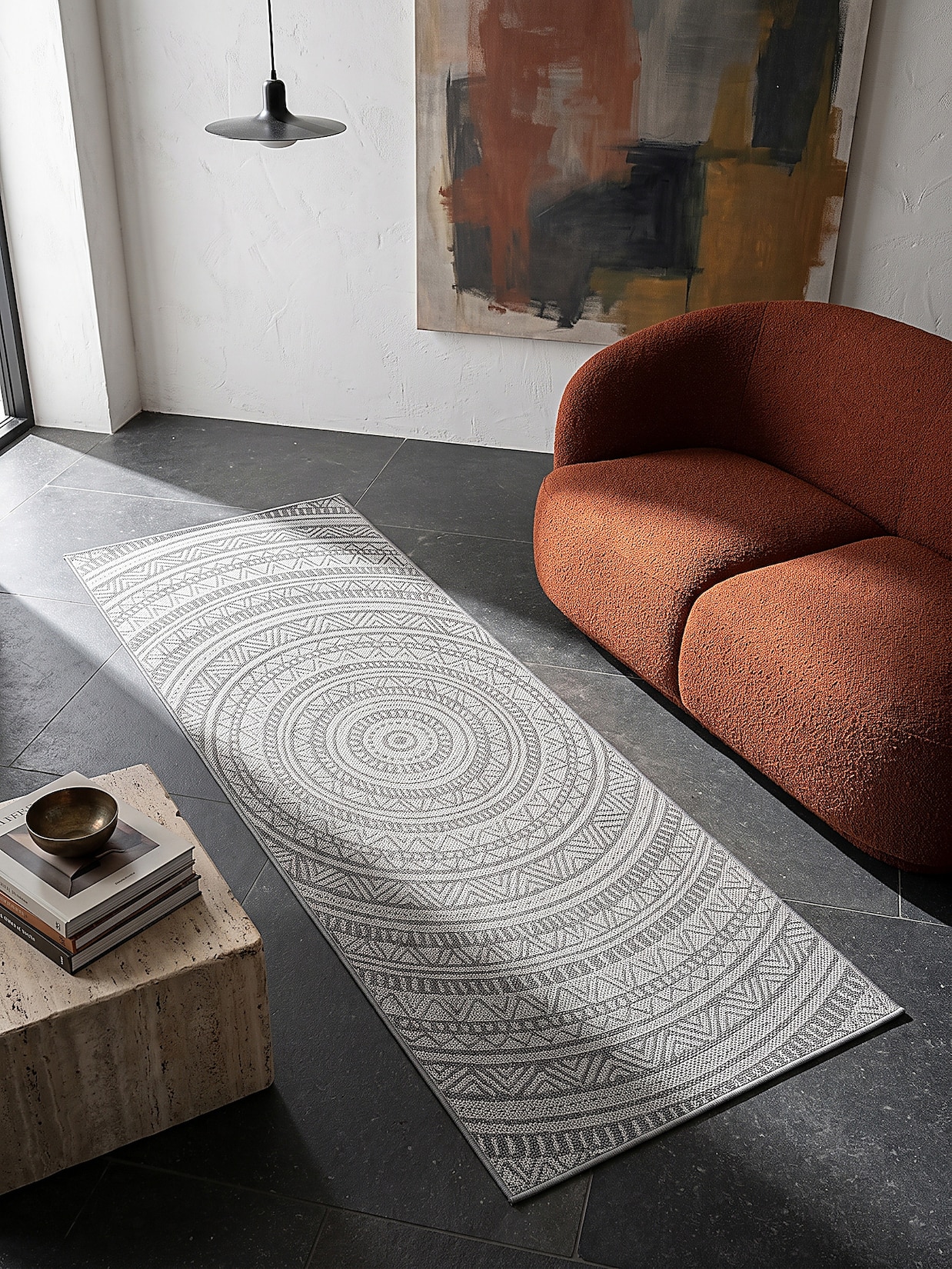 Läufer Pflegeleicht Anthrazit 80x200 cm - BORNO Kadima Design