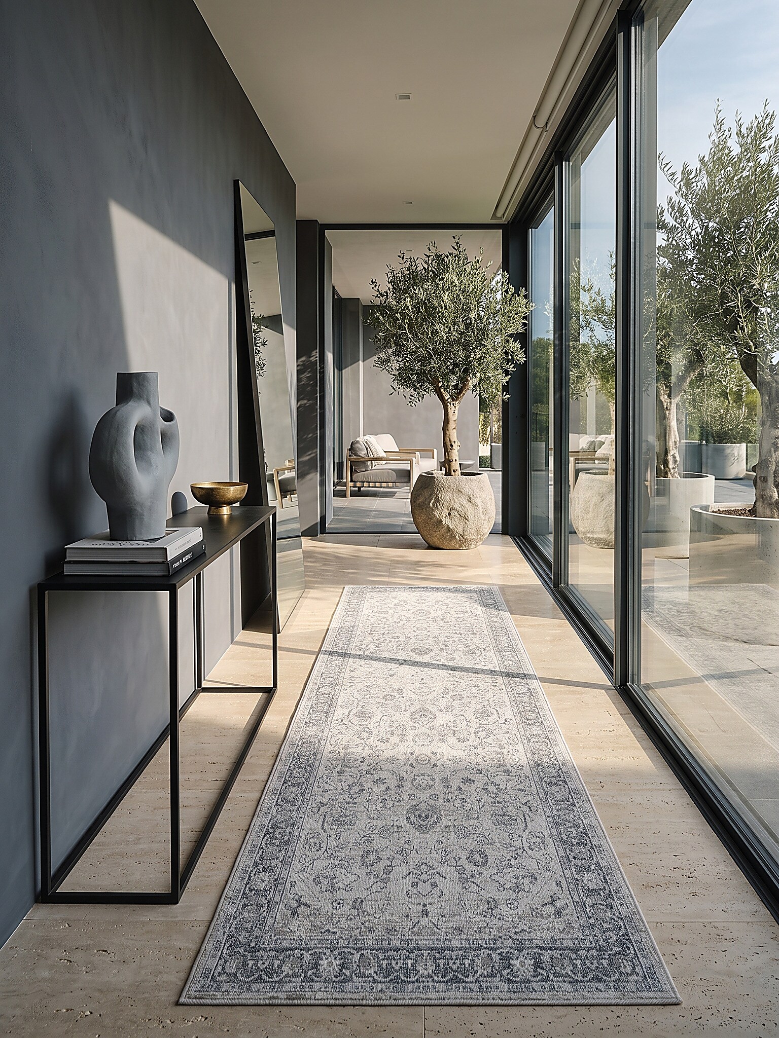 Outdoor-L&auml;ufer Wetterfest Beige 80x150 cm - LIMMAT | Kadima Design - Bild 1