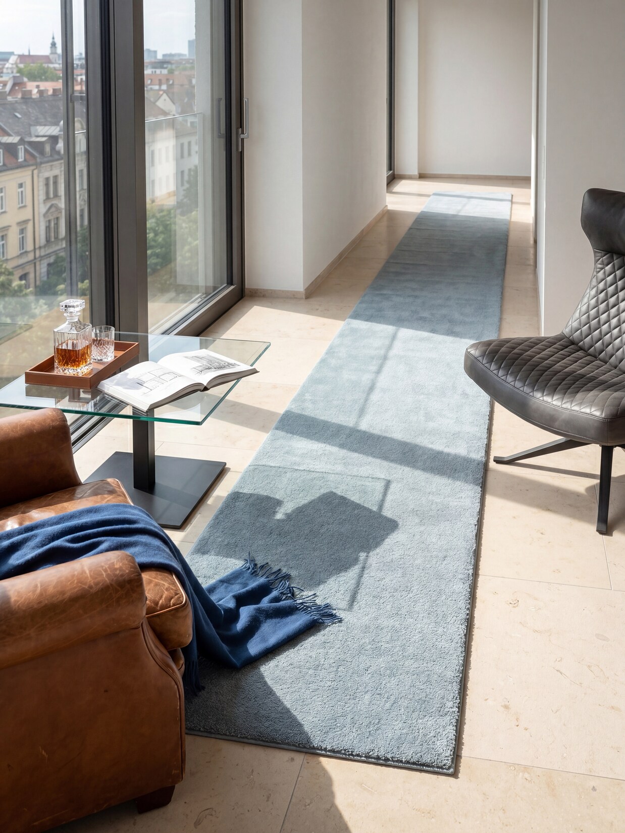 Läufer Antirutsch Blau 80x300 cm - ALDAN Kadima Design