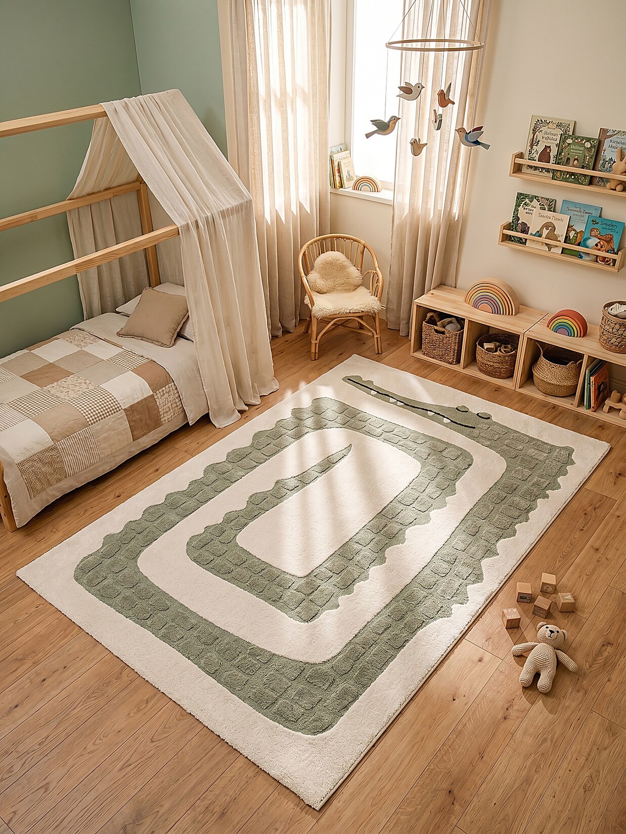 Kinderteppich Pflegeleicht Creme 140x200 cm - VELT Kadima Design