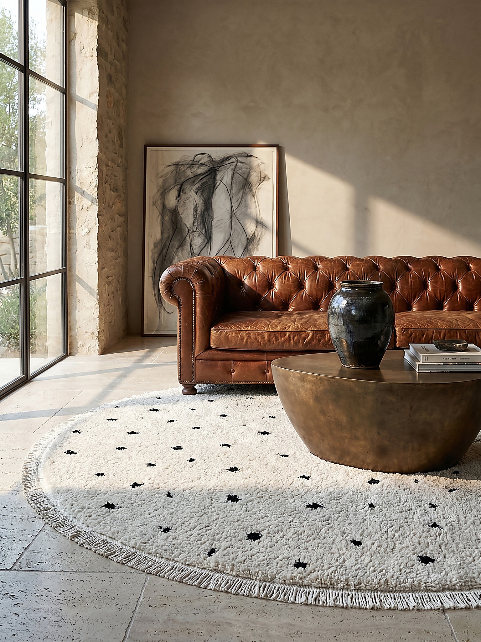 Shaggy-Teppich Pflegeleicht Creme 160x160 cm - ATRIO | Kadima Design - Bild 1