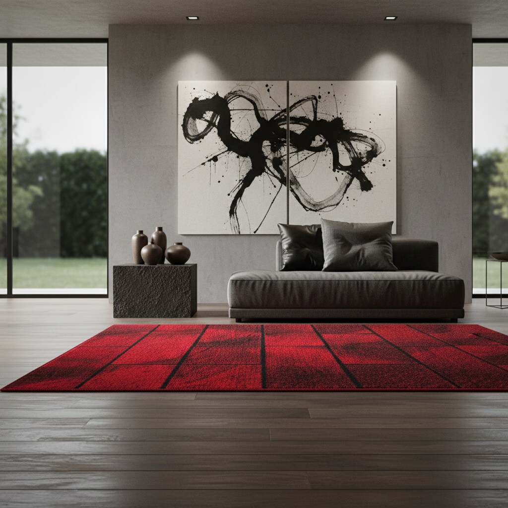 Kurzflorteppich ANDALO, geometrisch, Rot, 120 x 170 cm - Bild 1