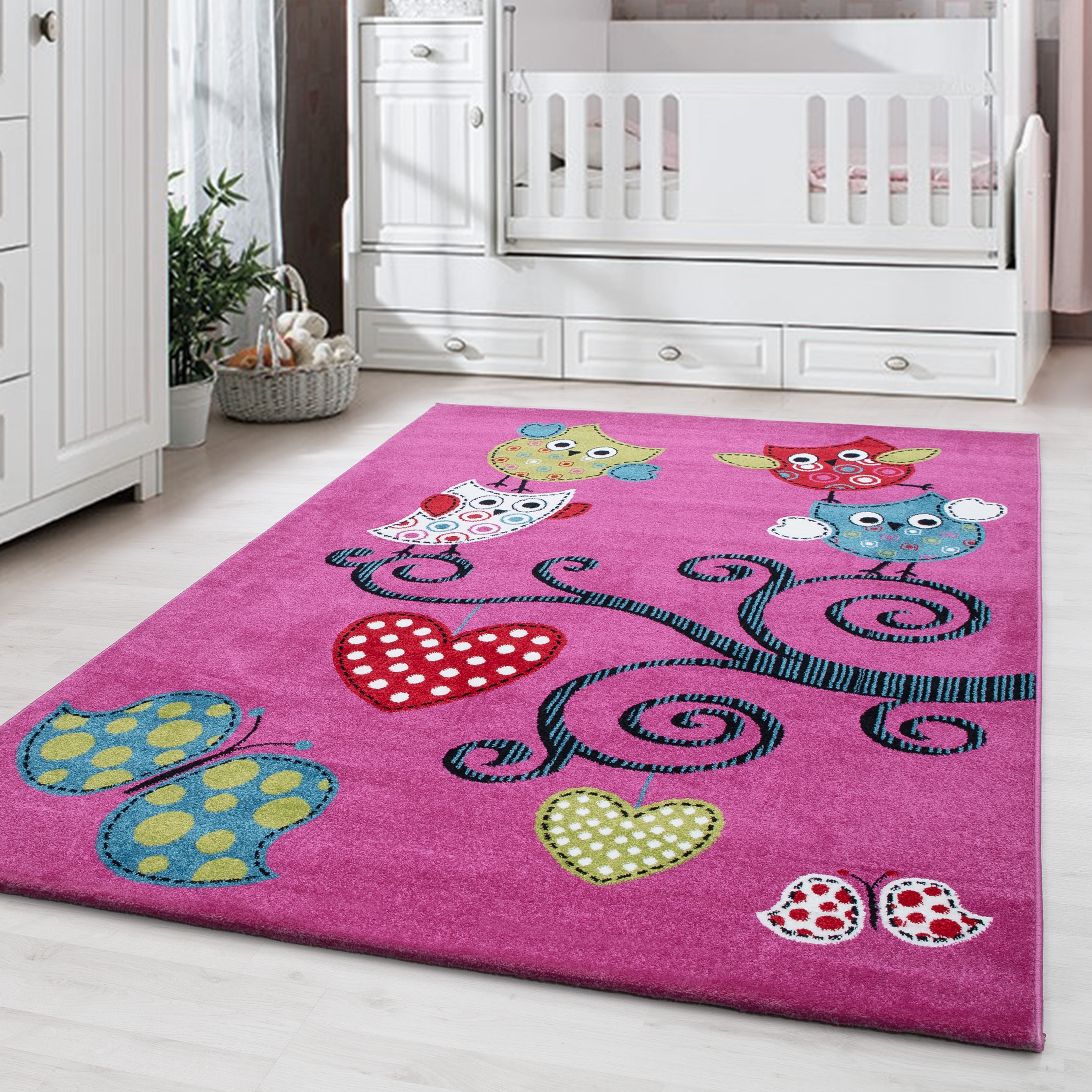 Kinderteppich TASNA, mit Eulen-Motiv, Violett, 80 x 150 cm - Bild 1