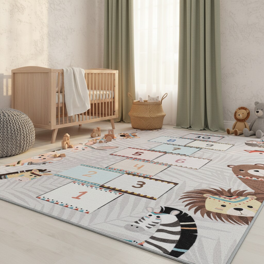 Kinderteppich TRAUN, als H&uuml;pfspiel, Grau, 80 x 120 cm - Bild 1