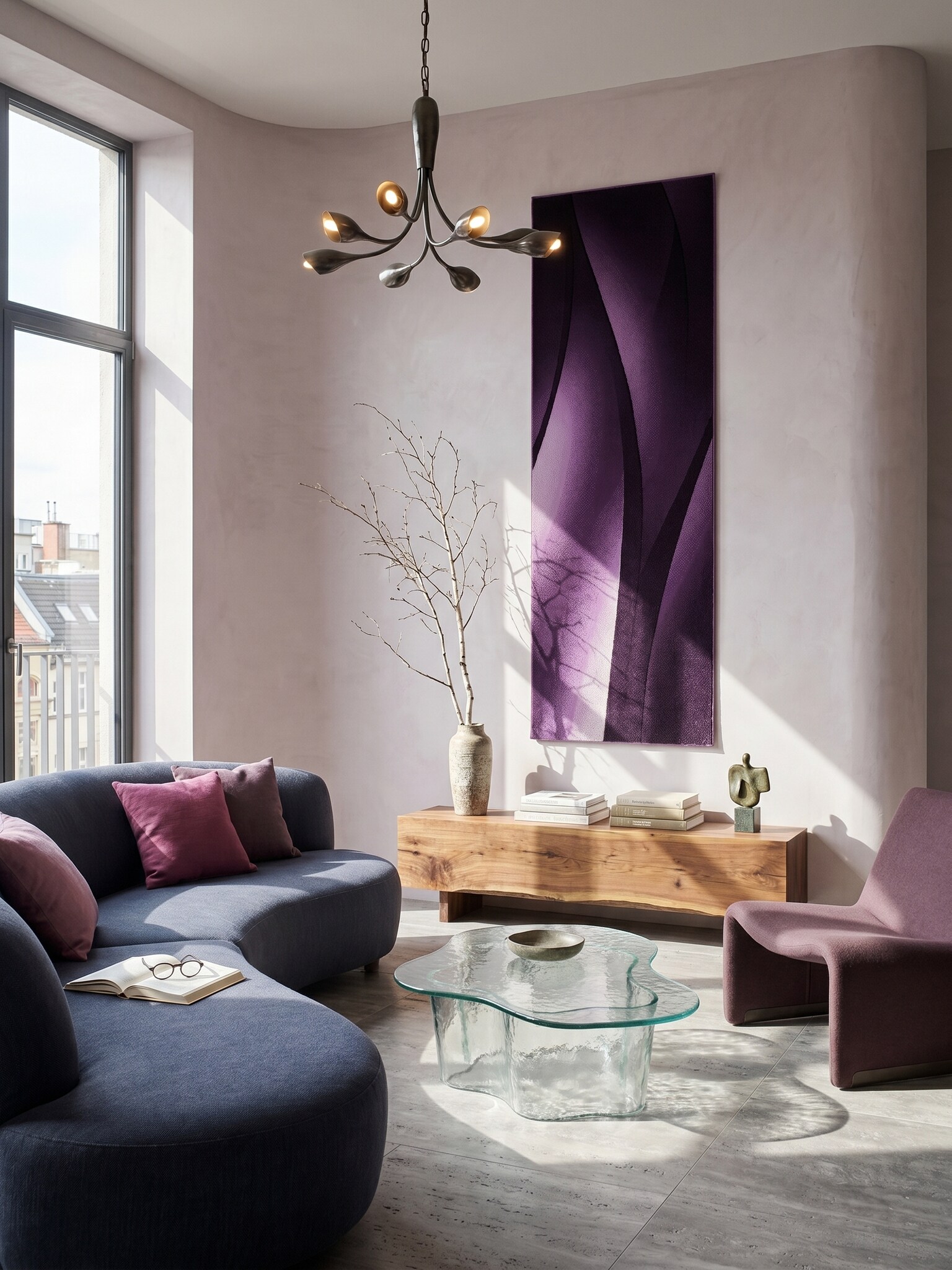 Kurzflorteppich INN, mit Farbverlauf, Violett, 80 x 300 cm - Bild 1
