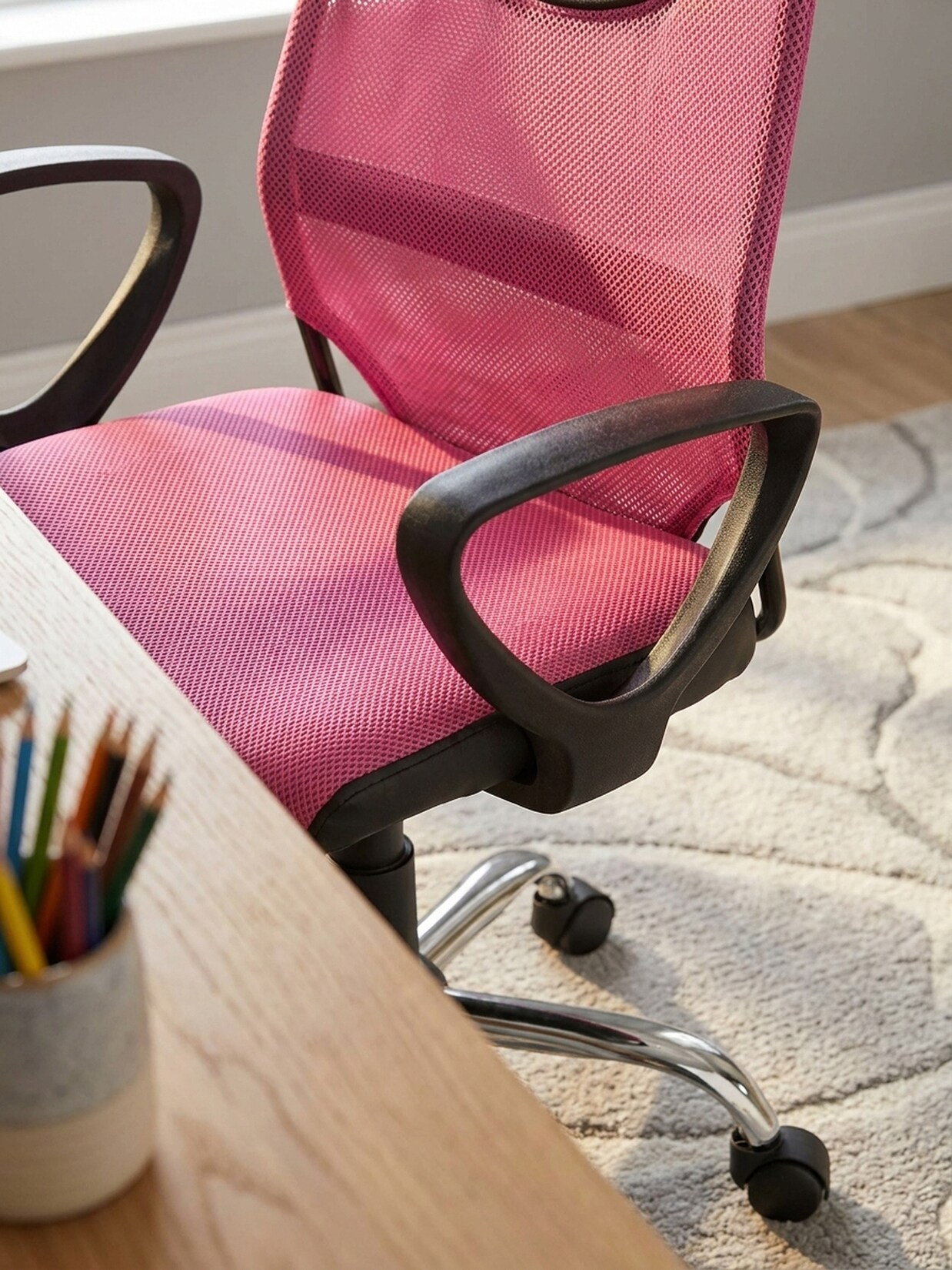 Kinderschreibtischstuhl Höhenverstellbar Ergonomisch TERNI, Pink 60x60x101 cm