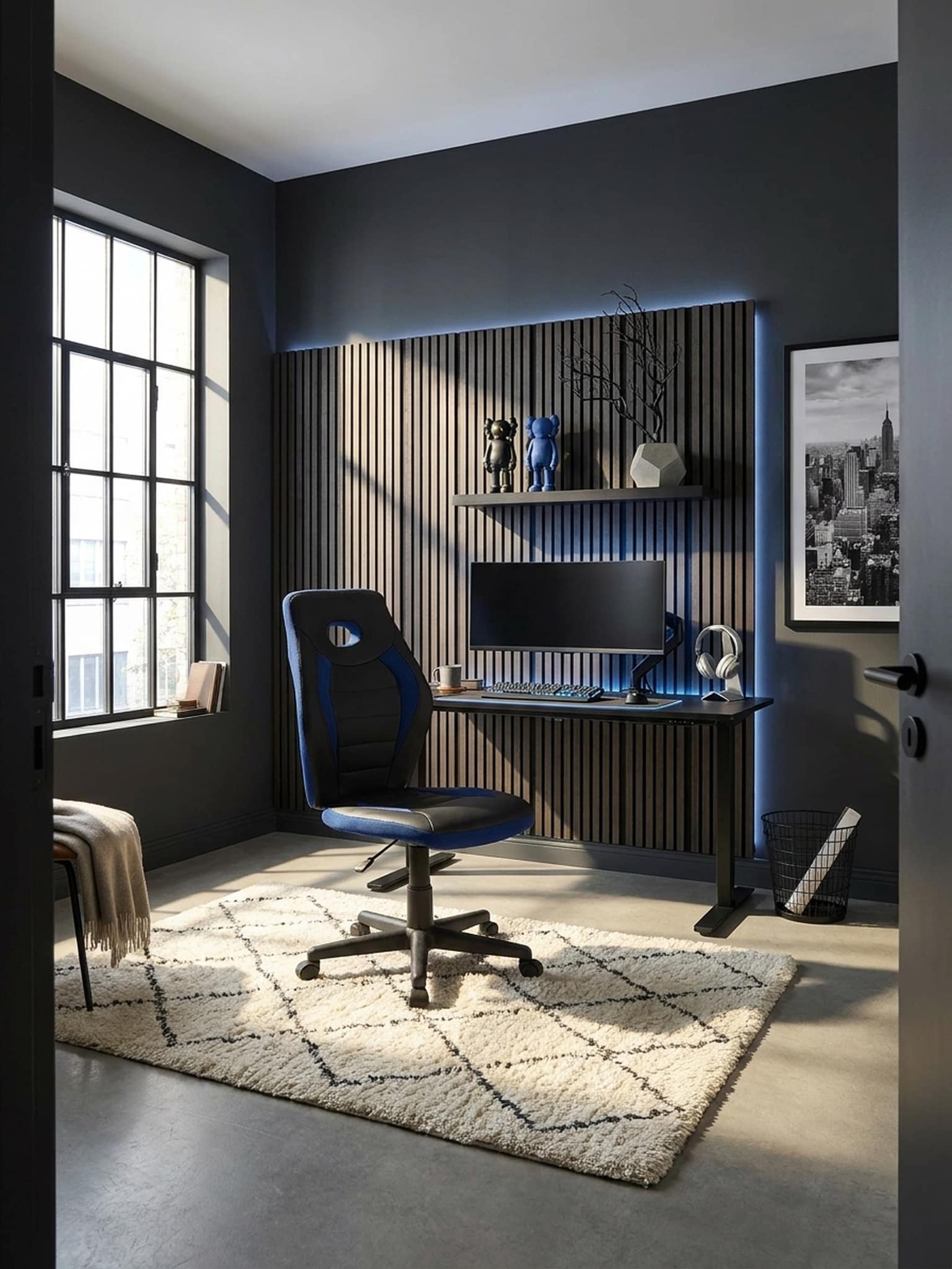 Kinderdrehstuhl H&ouml;henverstellbar Ergonomisch Ohne Armlehne LUAN, Schwarz 63x63x103 cm - Bild 1