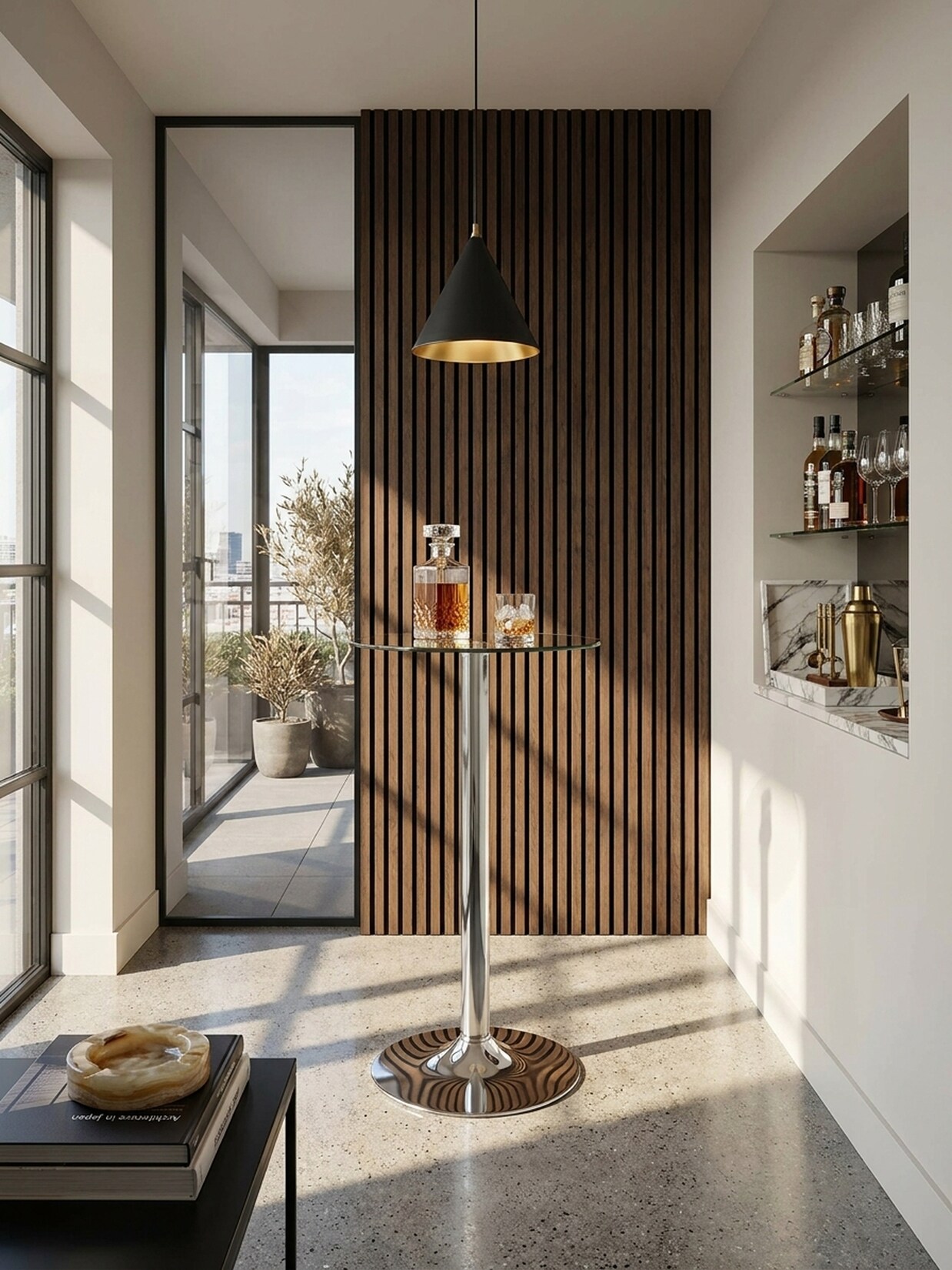Stehtisch – Ø 60 cm, 60x60x105 cm, Sicherheitsglas, Silber, Metall, modern