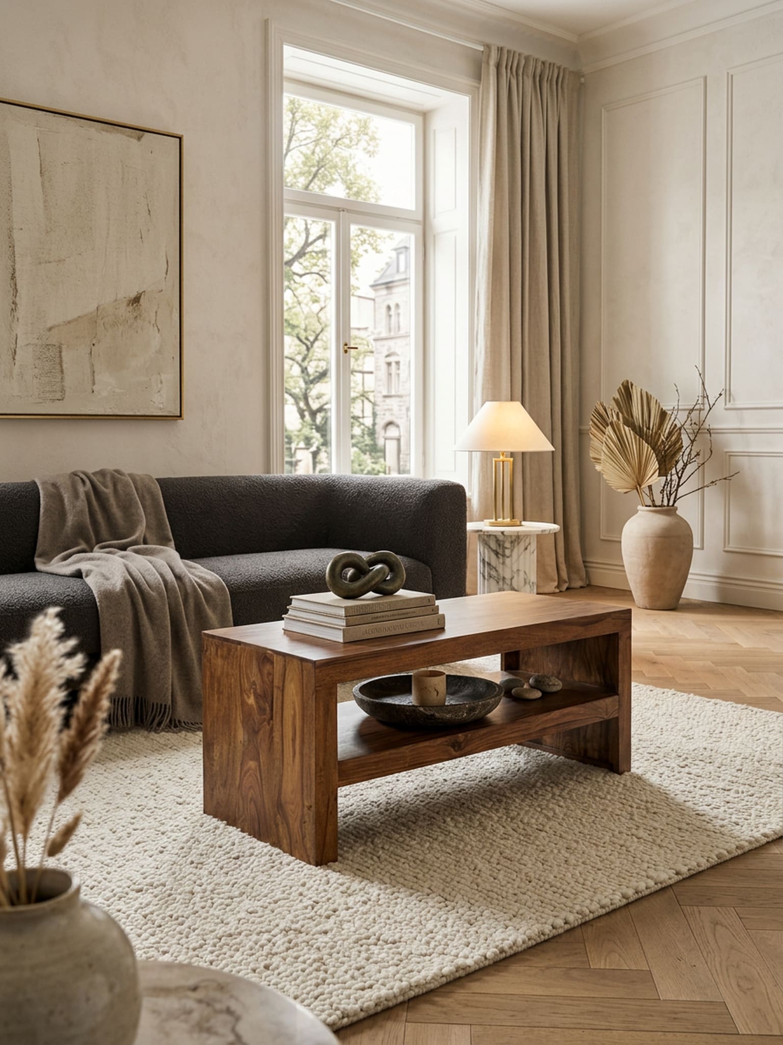 Couchtisch Massivholz in Braun, Landhaus-Stil Design, 110cm Breite - Bild 1