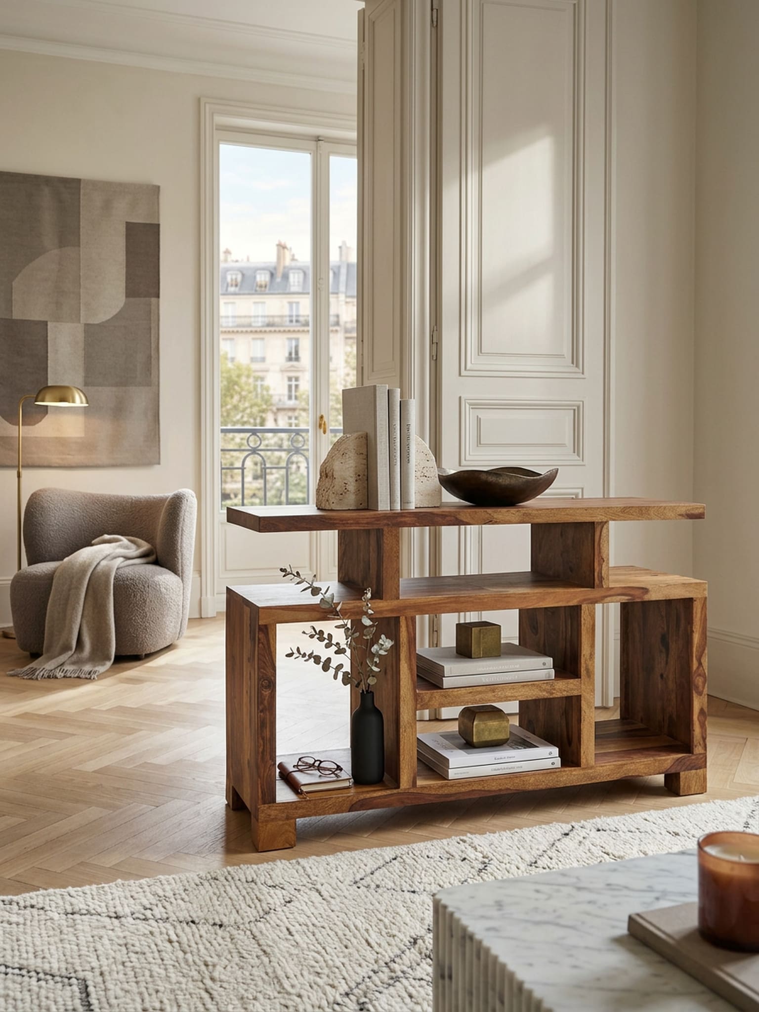 Sideboard &ndash; Mango Massivholz, 115x76x40&nbsp;cm, mit F&auml;chern - Bild 1