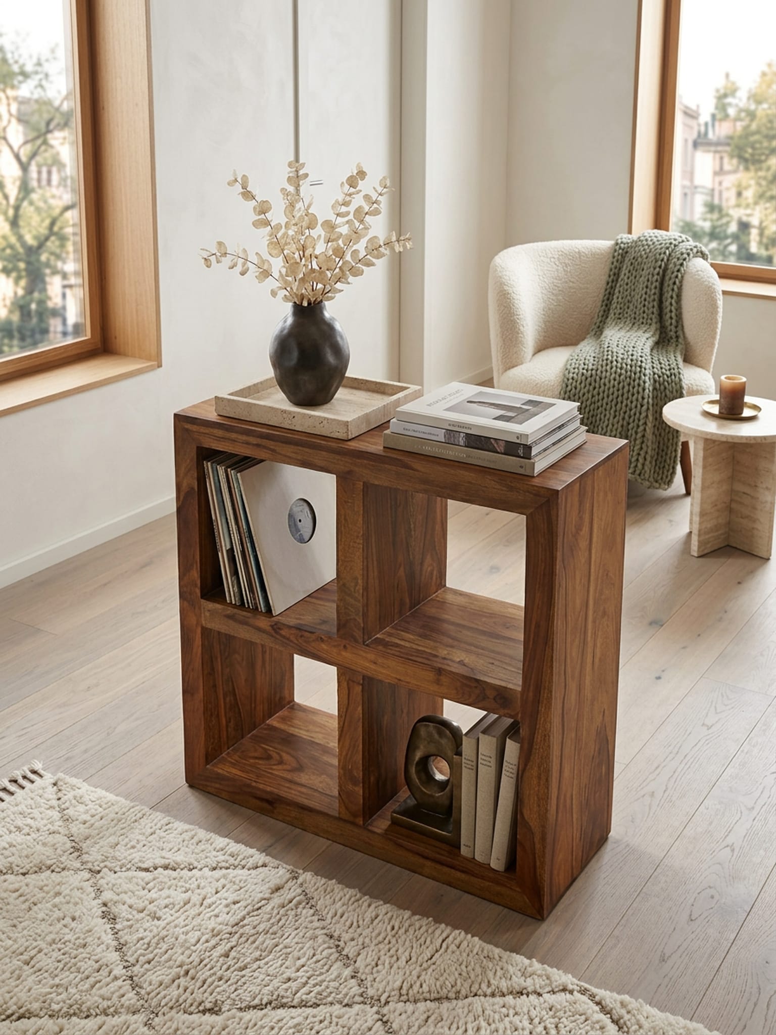Standregal &ndash; Naturholz, Massiv, 82&nbsp;cm hoch, 4 B&ouml;den, Landhausstil - Bild 1