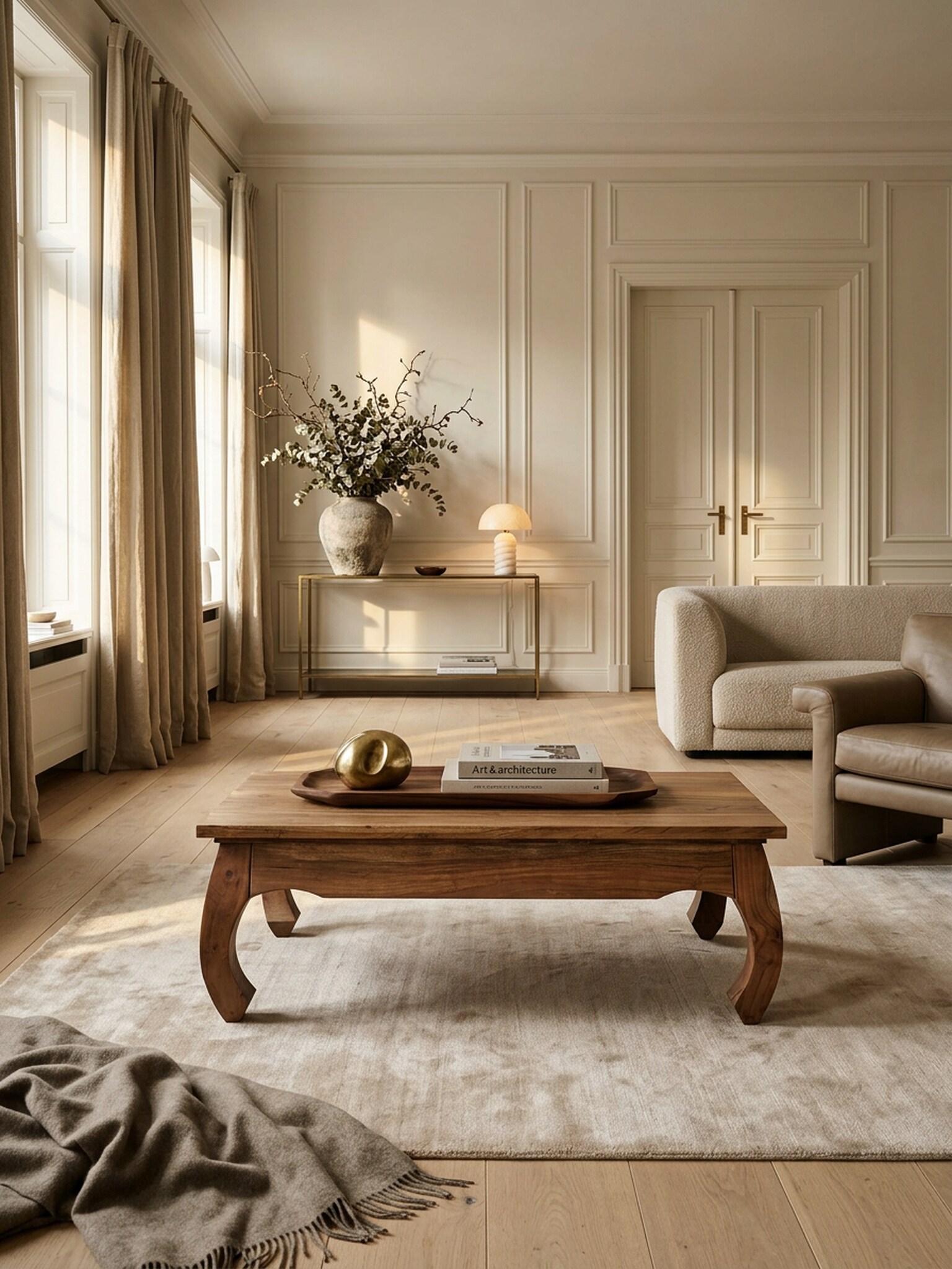 Couchtisch aus Massivholz im Landhausstil, nat&uuml;rliches Design, Dunkelbraun 110x60x40 cm - Bild 1