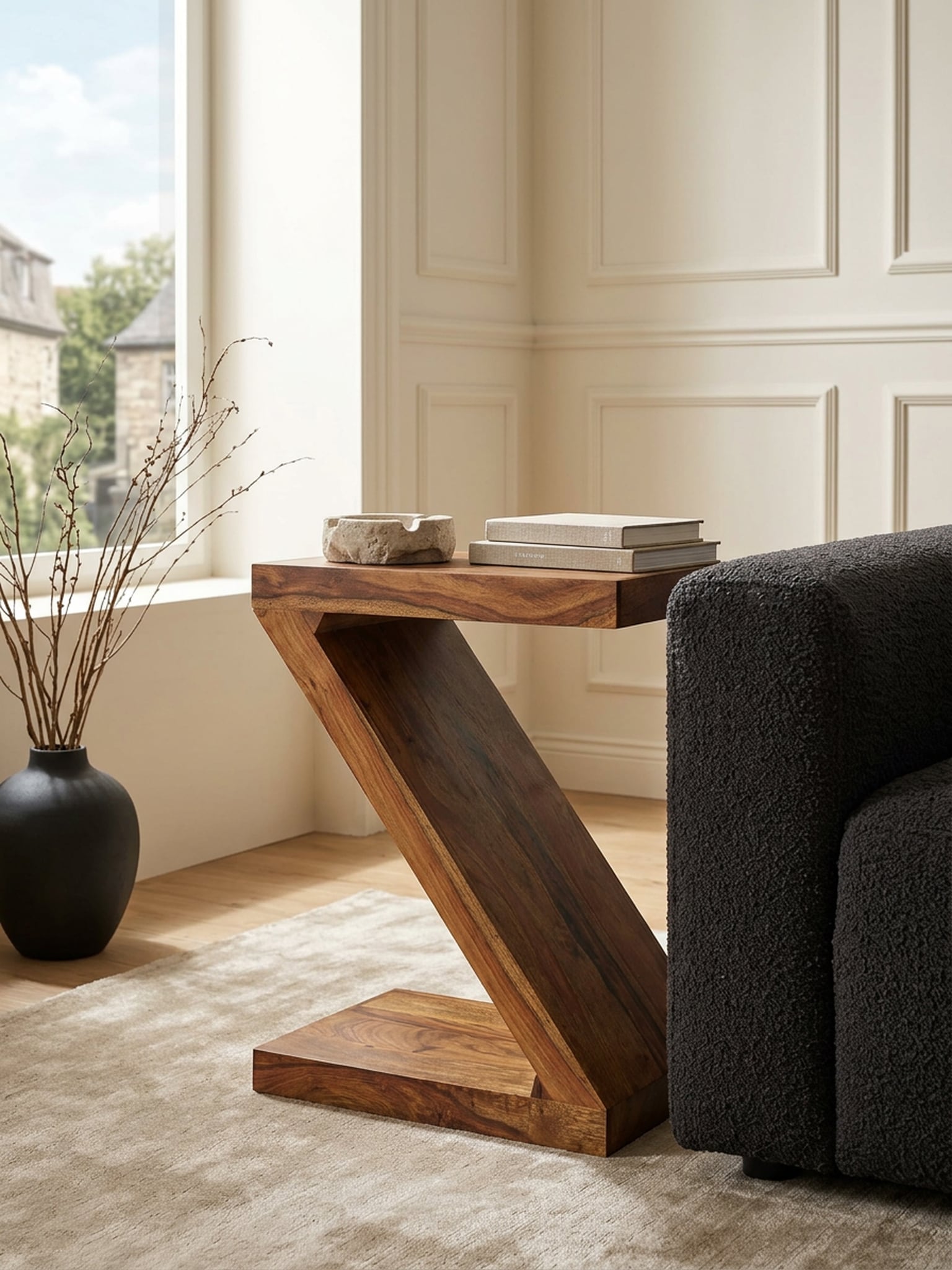 Beistelltisch Massivholz Z Cube Landhausstil Design MUMBAI, Dunkelbraun 30x44x59 cm - Bild 1