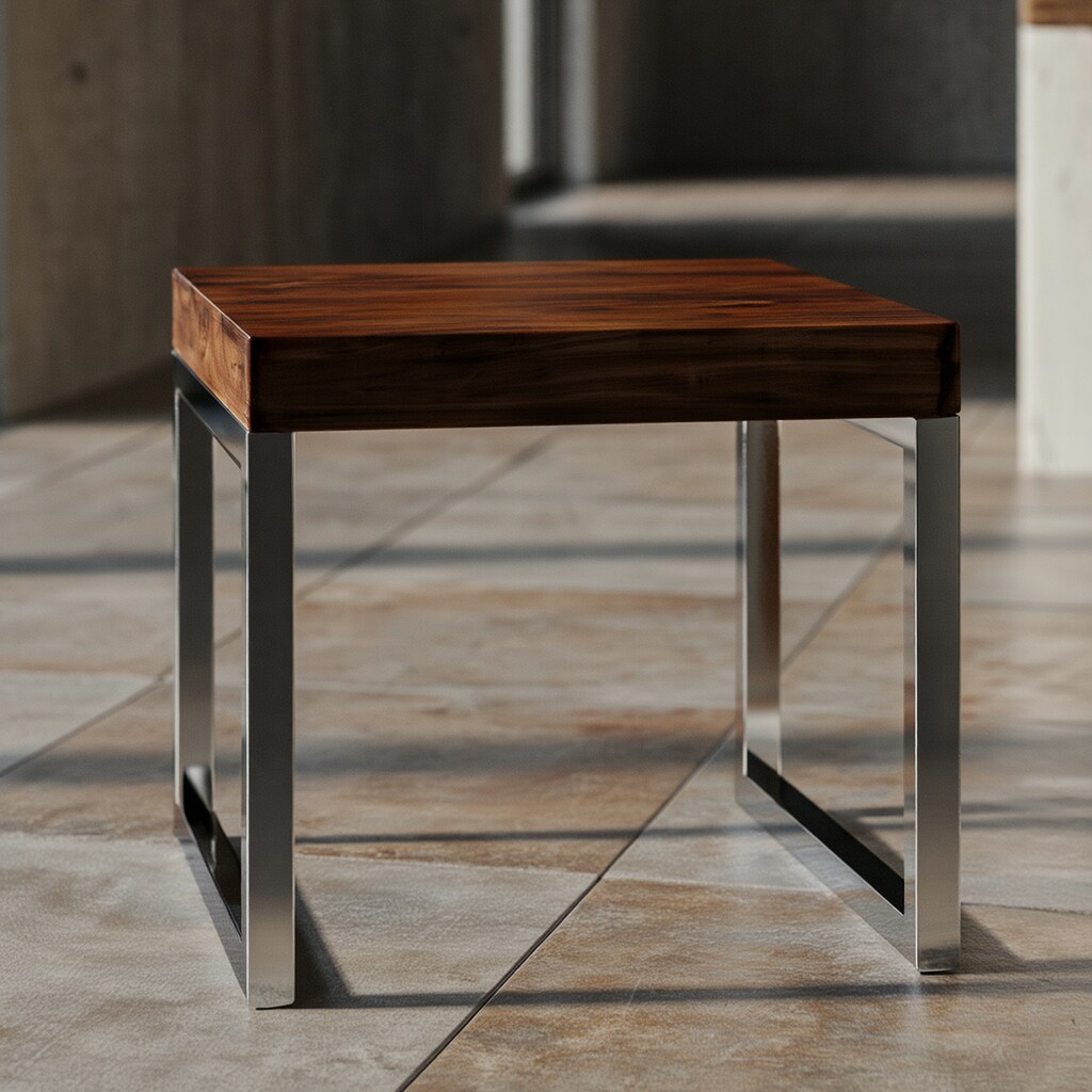 Beistelltisch Massivholz Metallgestell Landhausstil GUNA, Dunkelbraun 45x45x40 cm - Bild 1