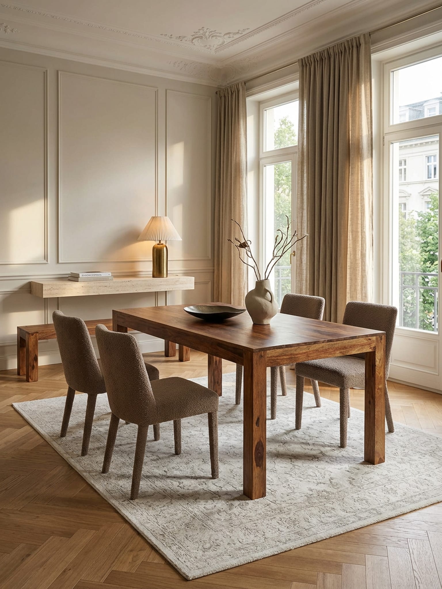 Esstisch Massivholz Rechteckig Zeitlos MUMBAI, Dunkelbraun 160x80x76 cm - Bild 1