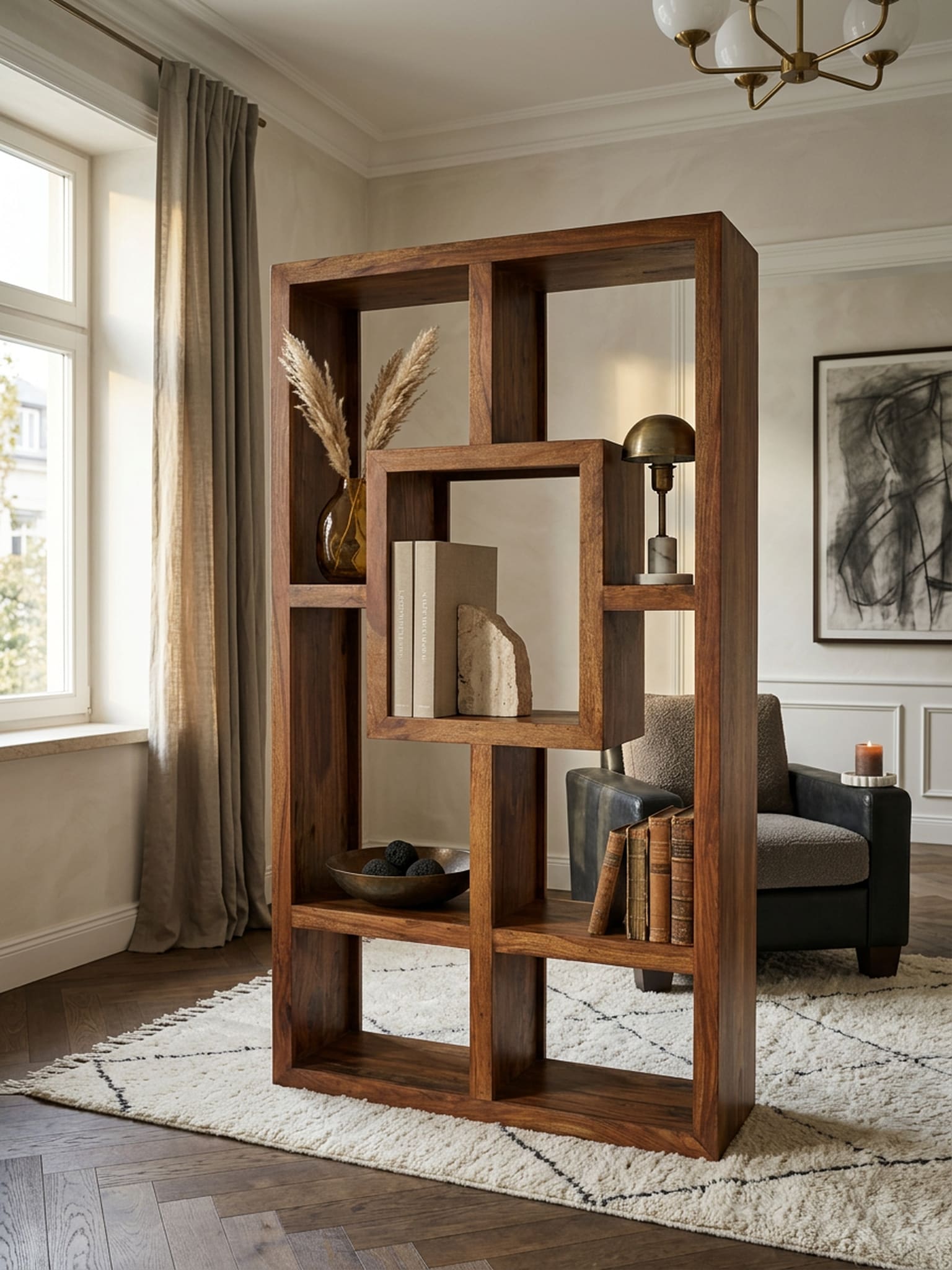 B&uuml;cherregal &ndash; Naturholz, 90x180&nbsp;cm, Massiv, Ablagef&auml;cher, Landhausstil - Bild 1