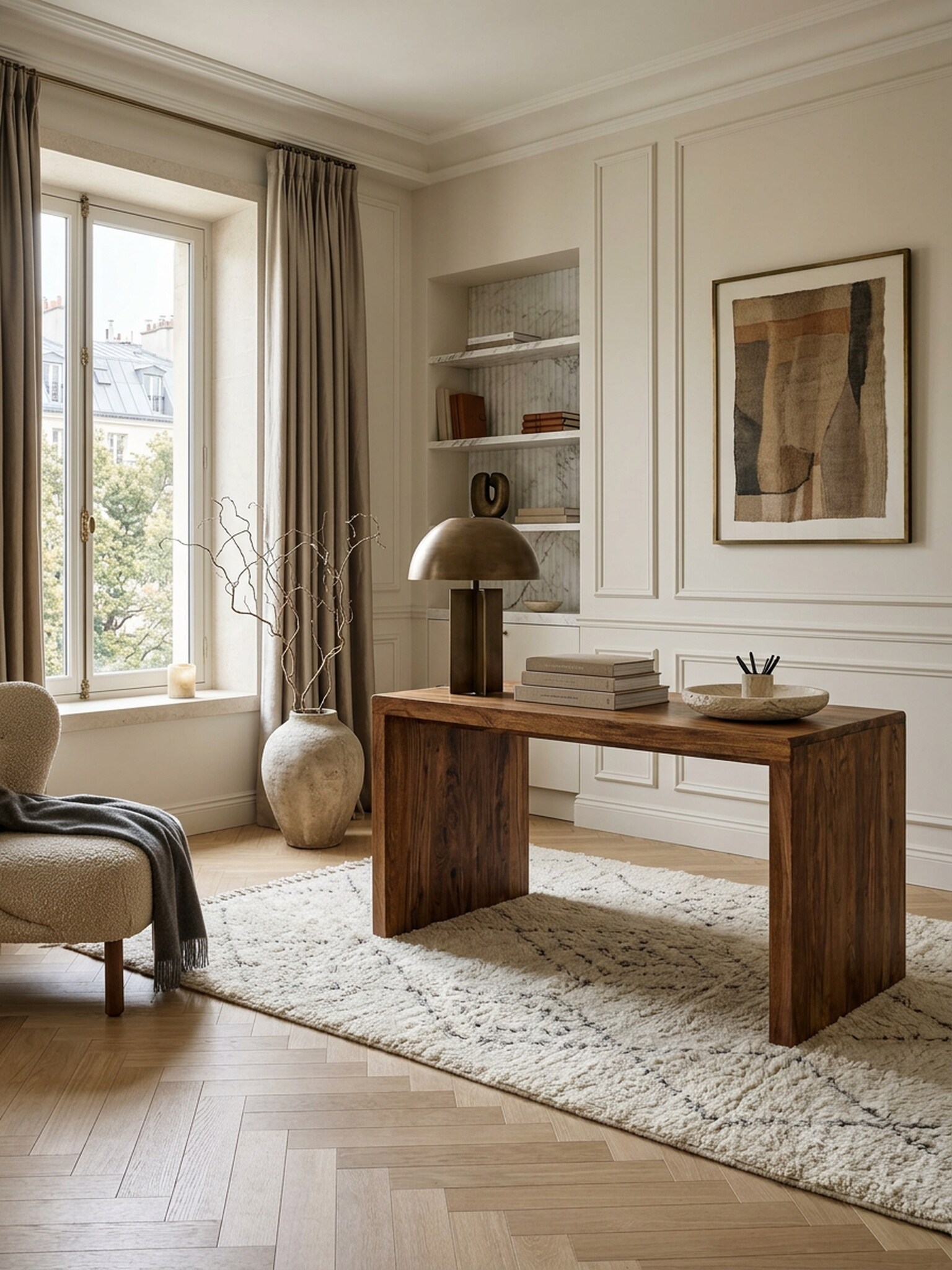 Schreibtisch Massivholz Ablage Landhausstil BOHA, Dunkelbraun 160x80x76 cm - Bild 1