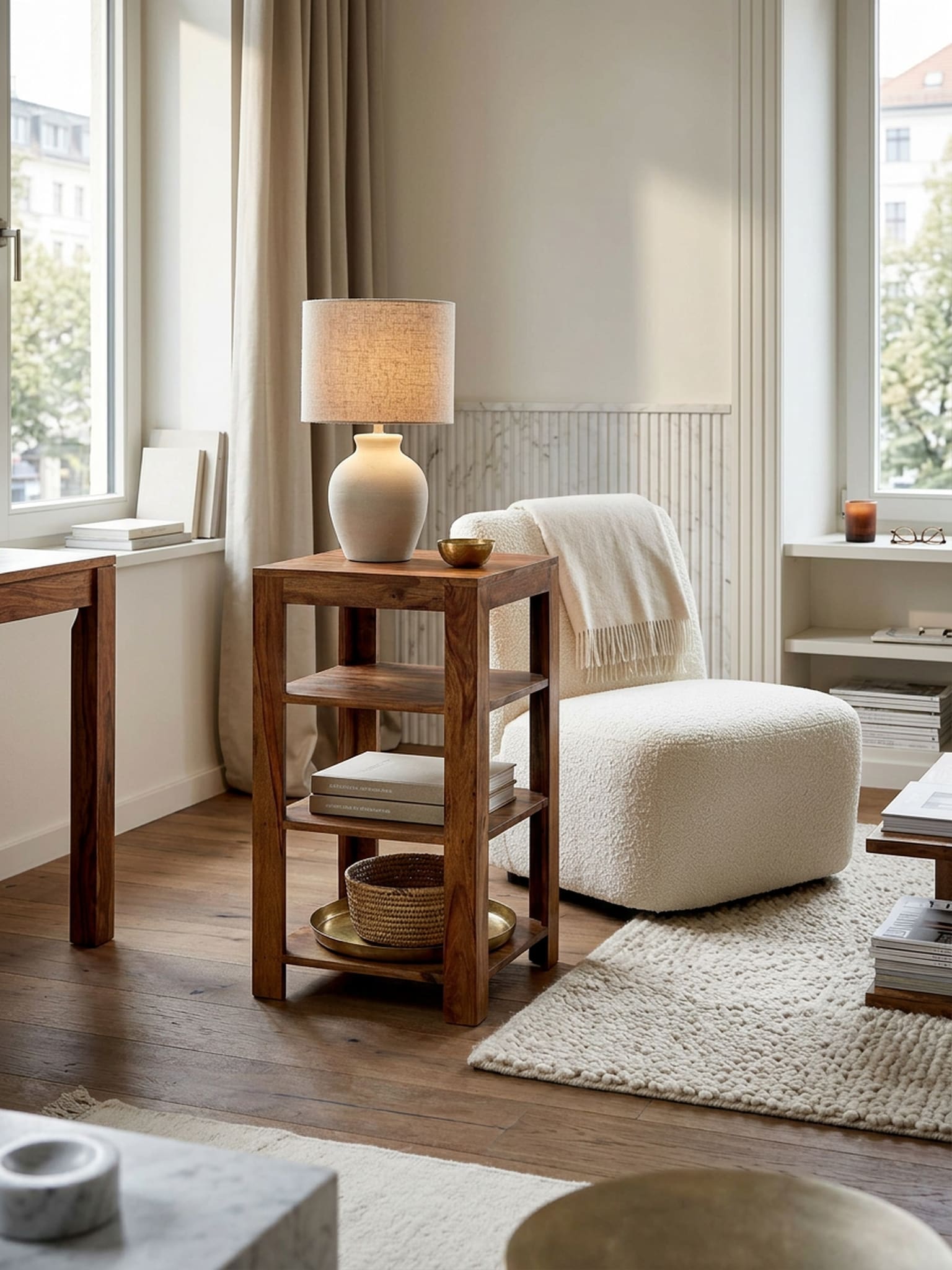 Regal Massivholz 4 F&auml;cher Landhausstil MUMBAI, Dunkelbraun 44x44x80 cm - Bild 1