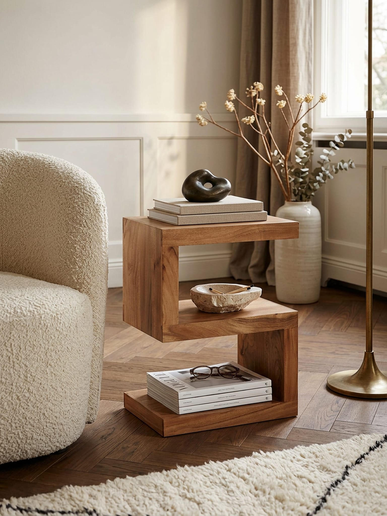 Beistelltisch Massivholz S Cube Landhausstil Design MUMBAI, Akazie 30x44x60 cm - Bild 1