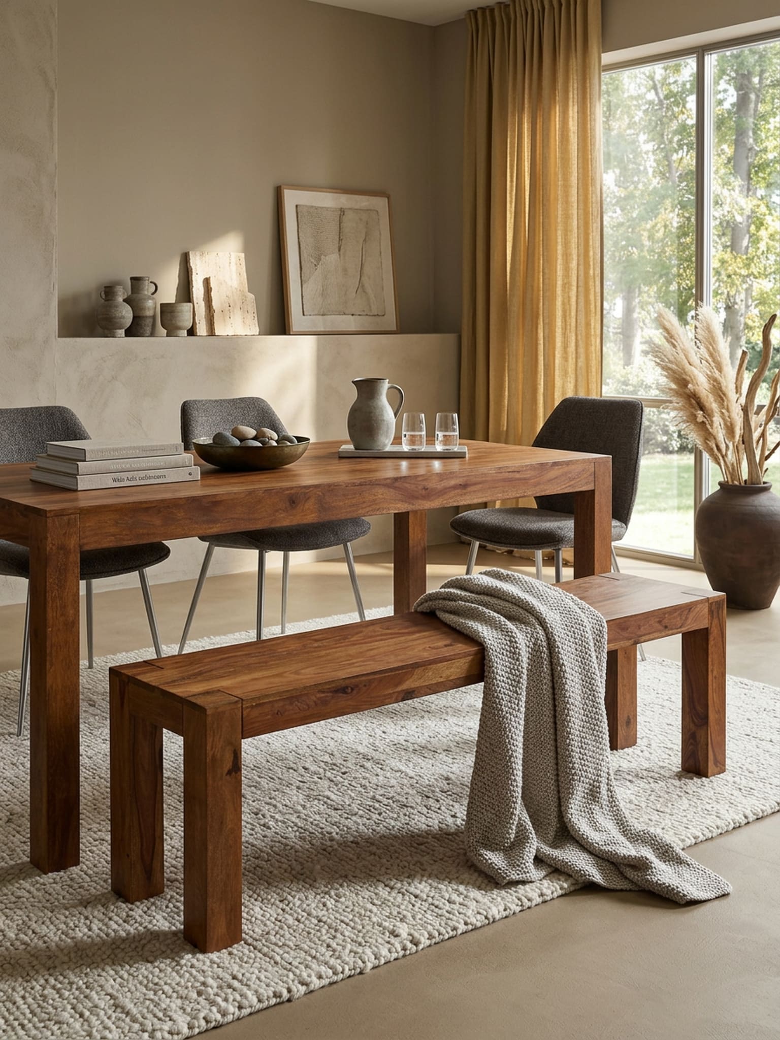 Esszimmerbank MUMBAI Massivholz Landhausstil, Dunkelbraun 120x35x45 cm - Bild 1