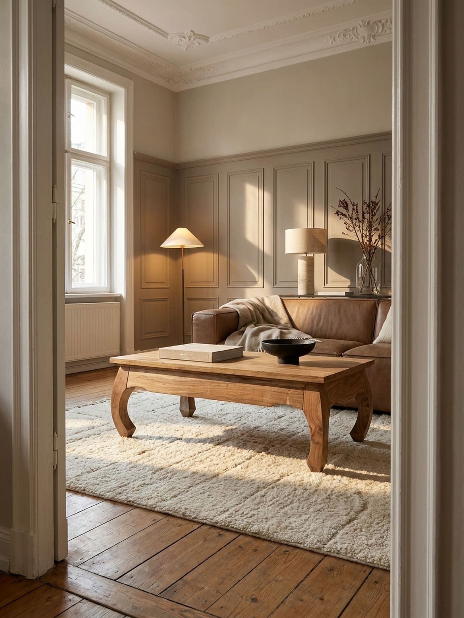 Couchtisch aus Massivholz im Landhausstil, nat&uuml;rliches Design, Akazie 60x110x40 cm - Bild 1
