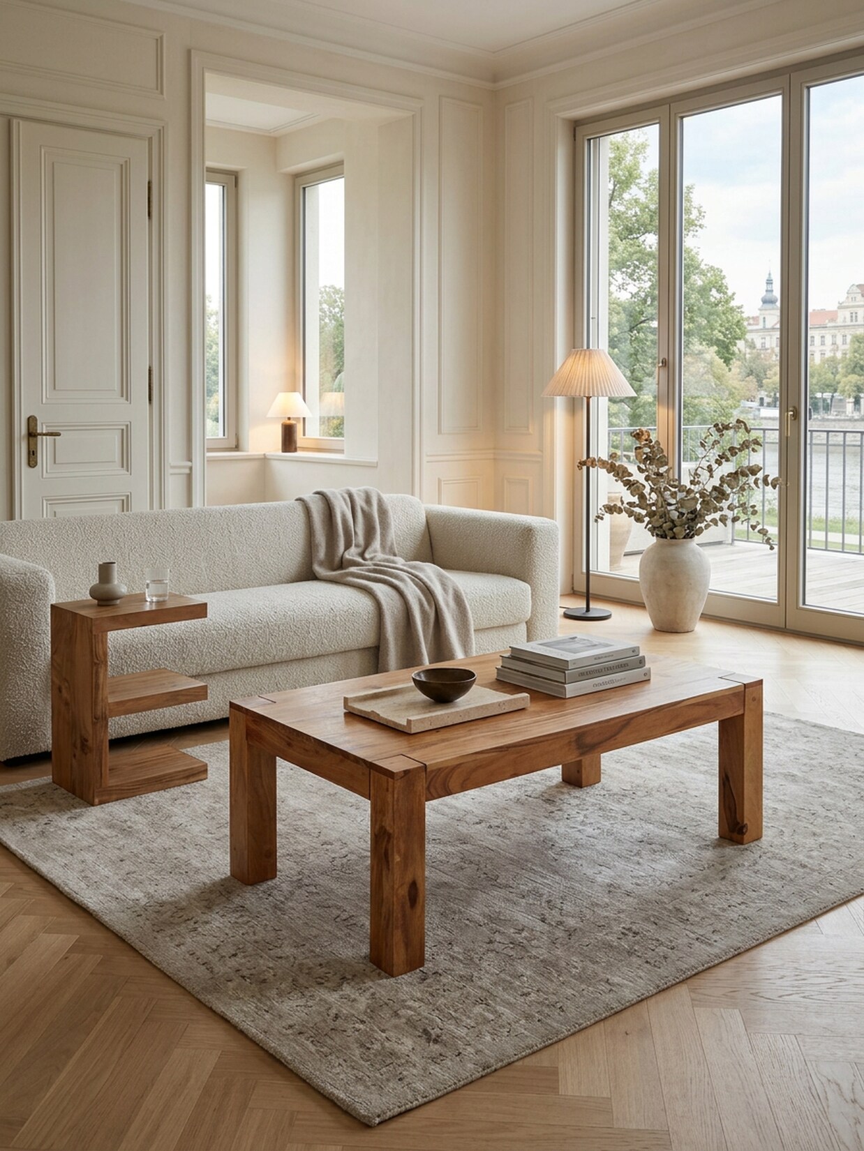 Couchtisch MUMBAI aus Massivholz im Landhaus-Stil mit natürlichem Design, Akazie 60x110x40 cm