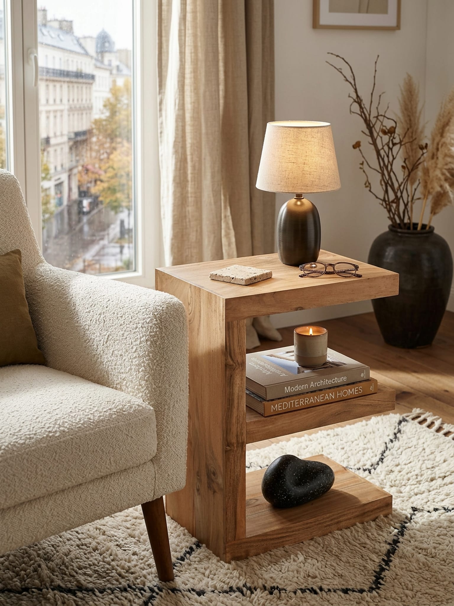 Beistelltisch Massivholz E Cube Landhausstil Design MUMBAI, Akazie 30x44x60 cm - Bild 1