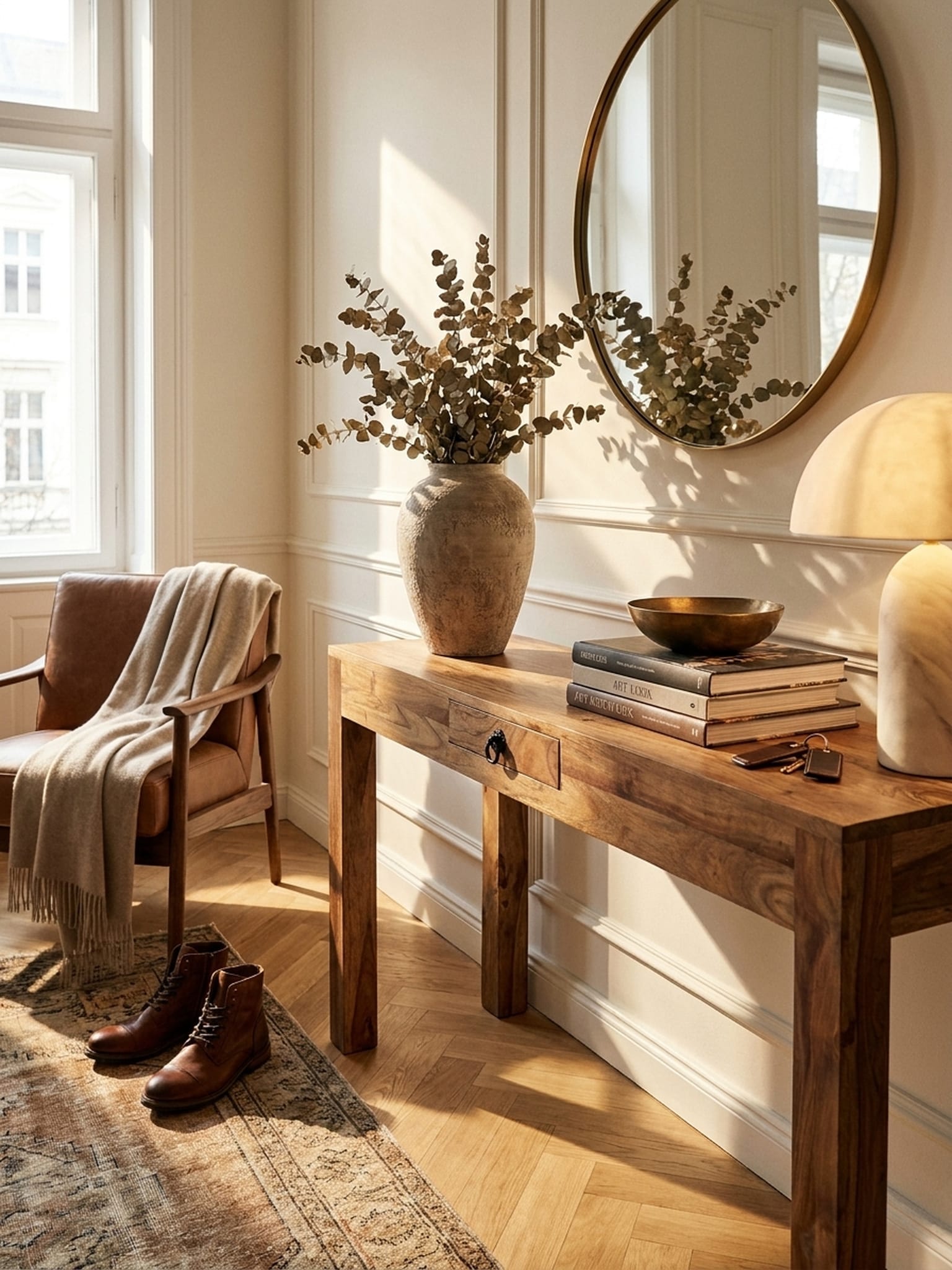 Konsolentisch Massivholz Schublade Landhausstil MUMBAI, Akazie 40x120x70 cm - Bild 1