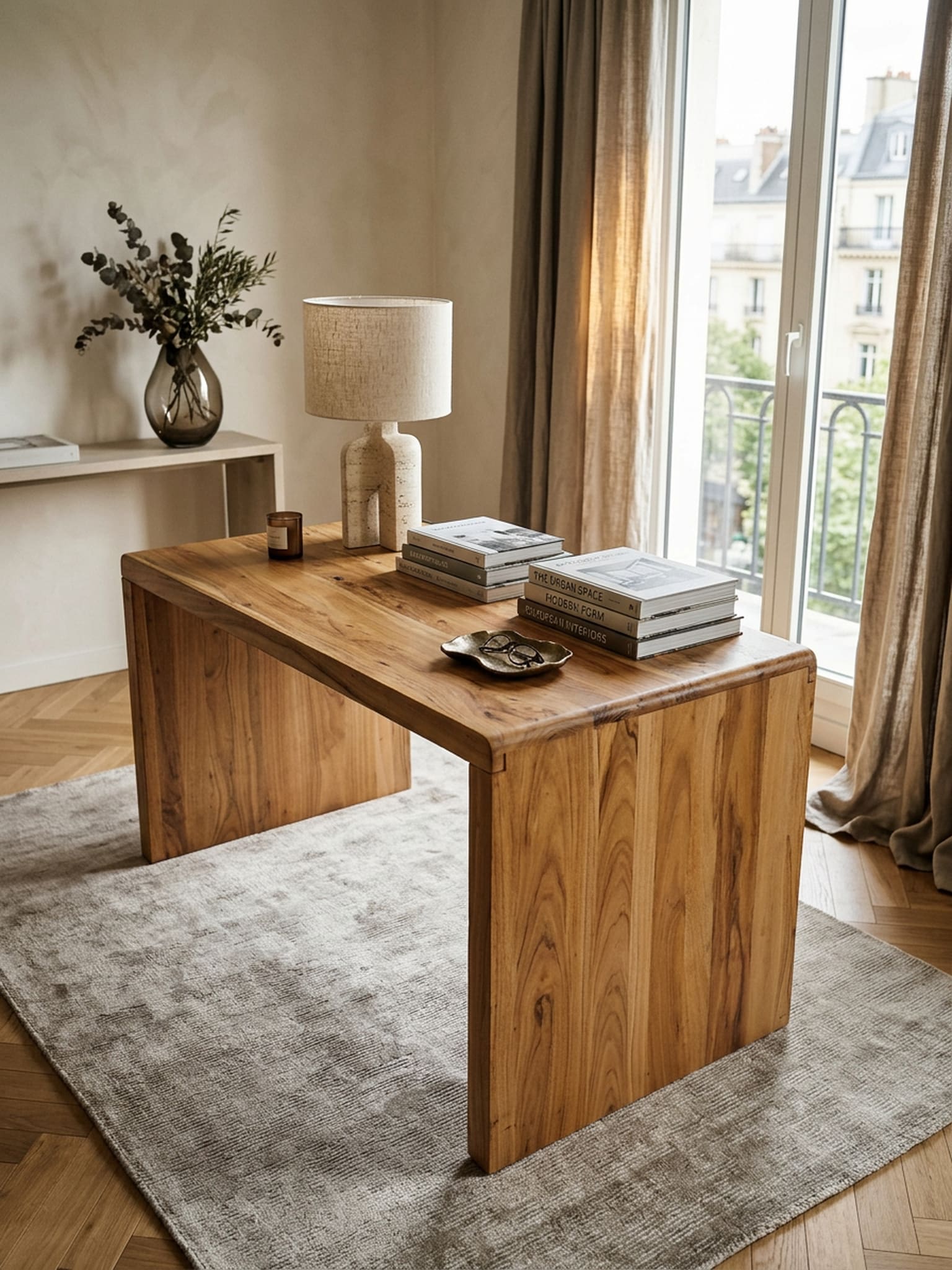 Schreibtisch Massivholz Ablage Landhausstil BOHA, Akazie 140x80x76 cm - Bild 1