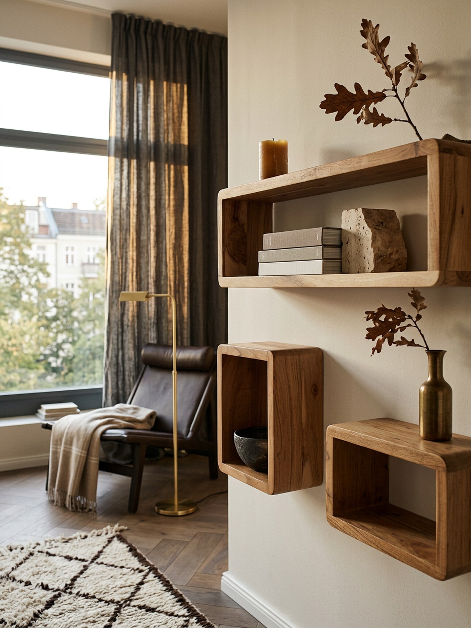 Wandregal Set BOHA Massivholz Viereckig Landhausstil, Akazie 80x15x20 cm online kaufen bei Netto