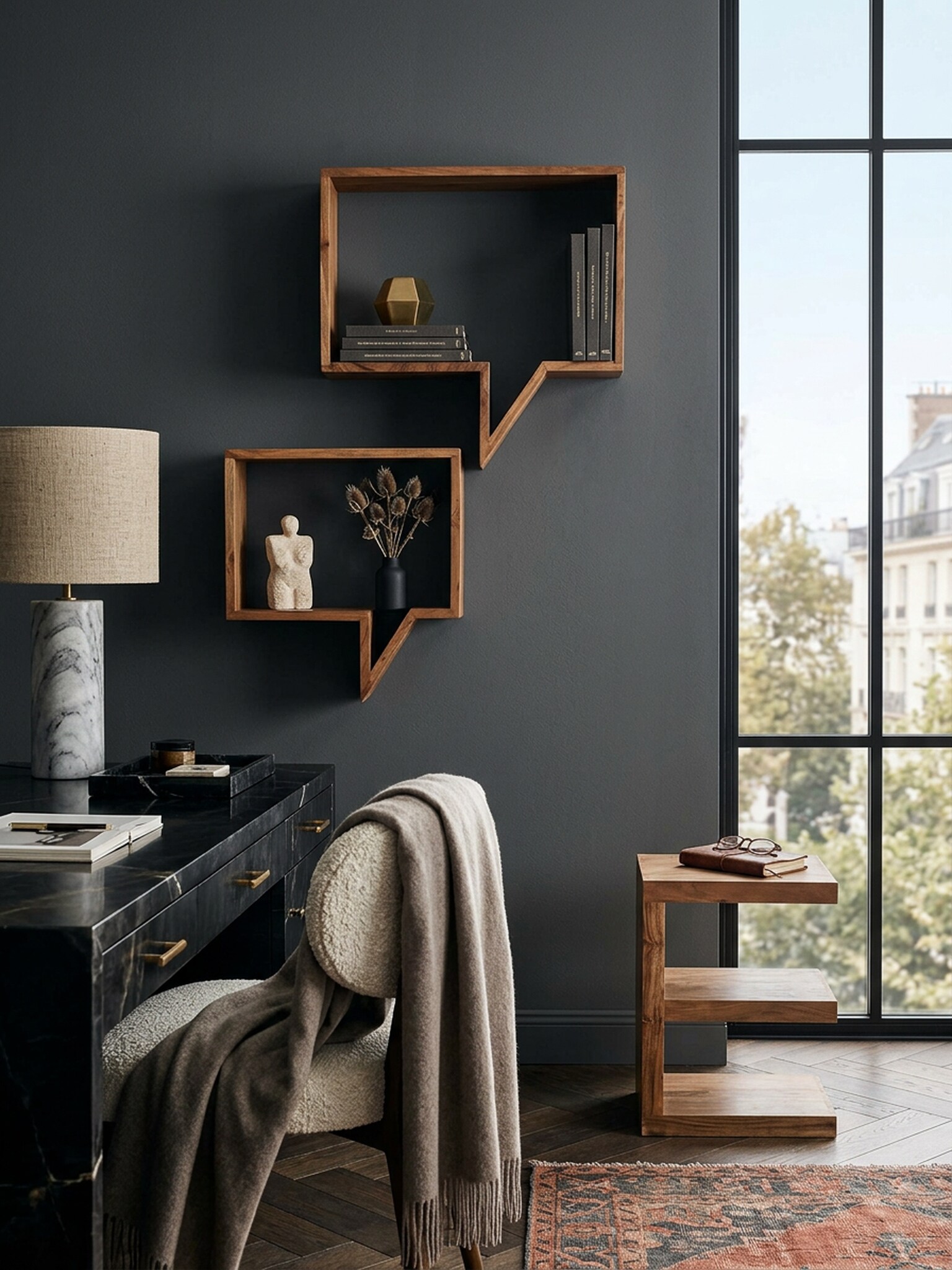 Wandregal Set MUMBAI Massivholz H&auml;ngend Landhausstil, Akazie 50x13x49 cm - Bild 1