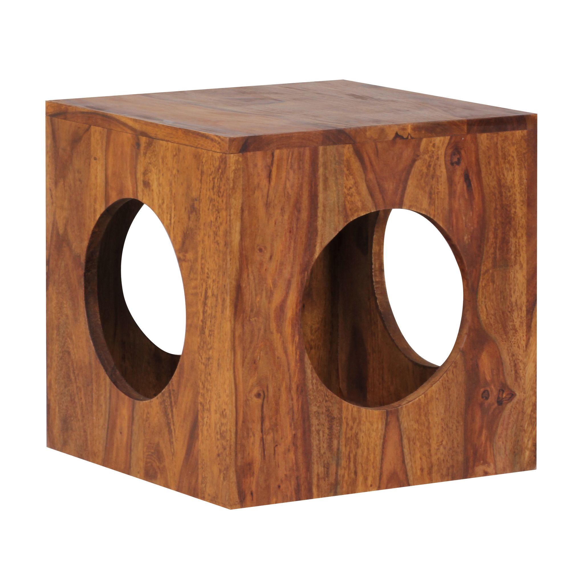 Beistelltisch &ndash; Massivholz Braun 35x35x35 cm quadratisch mit Stauraum - Bild 1