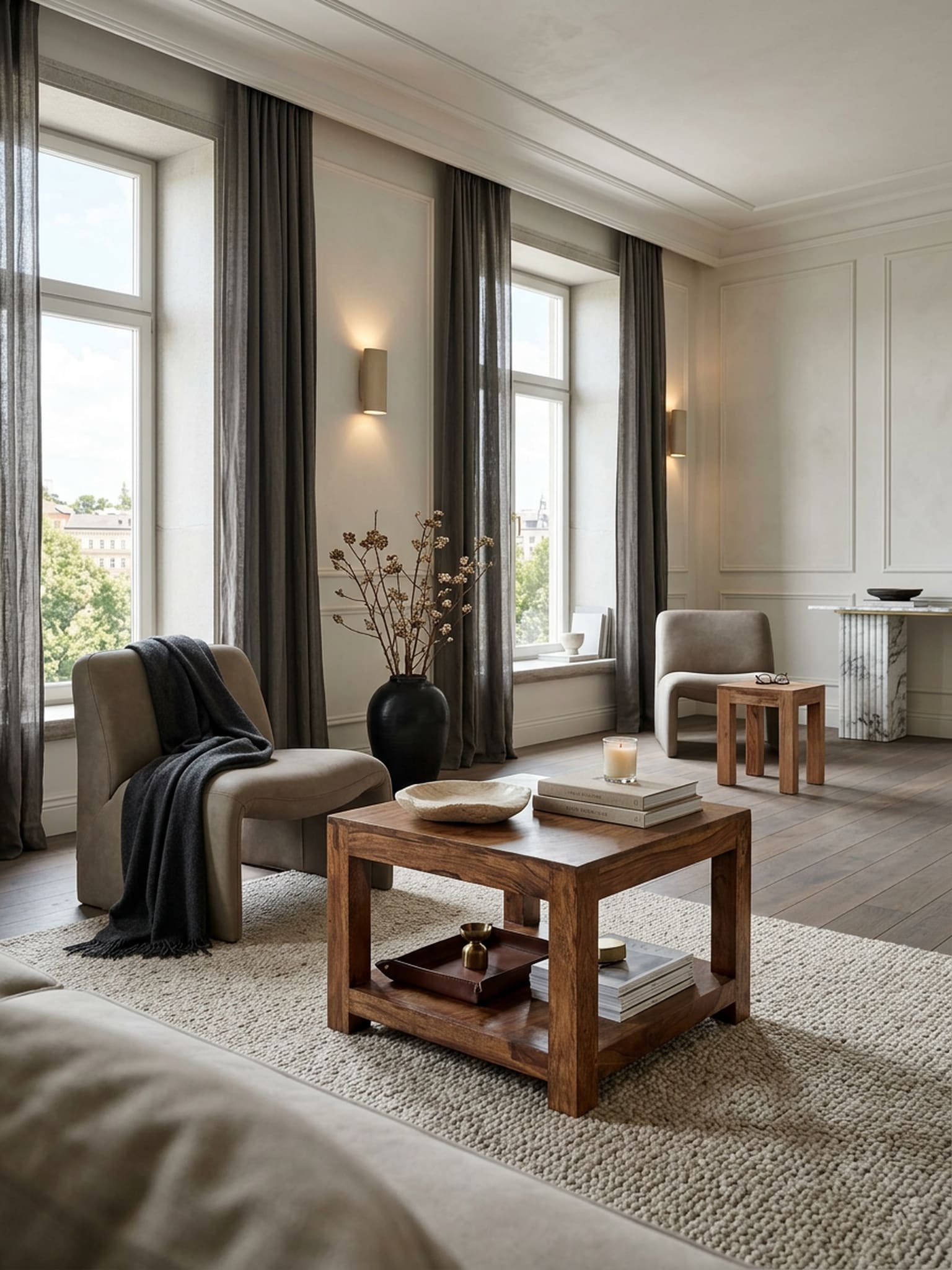Couchtisch MUMBAI aus Massivholz &ndash; Landhausstil im kompakten Design, Dunkelbraun 60x60x45 cm - Bild 1
