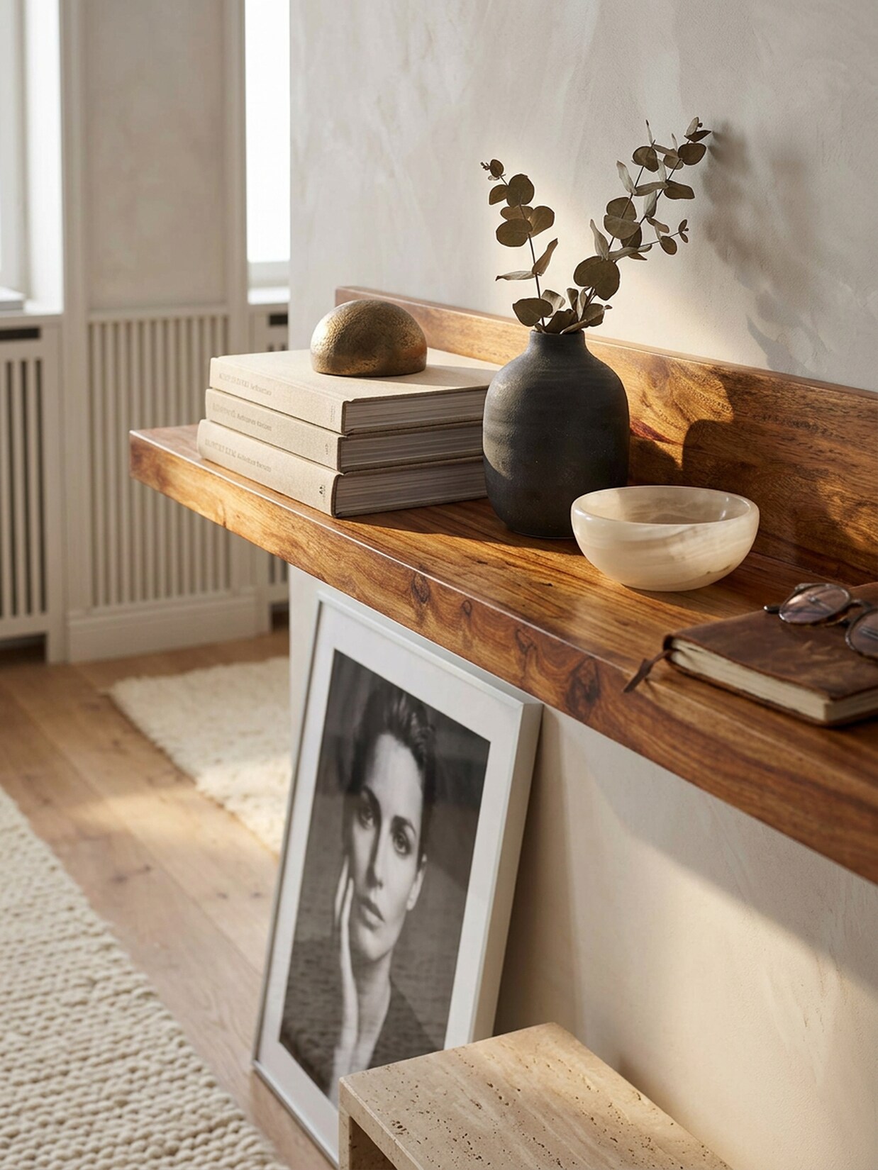 Wandregal MUMBAI Massivholz Hängend Landhausstil, Dunkelbraun 160x24x17 cm