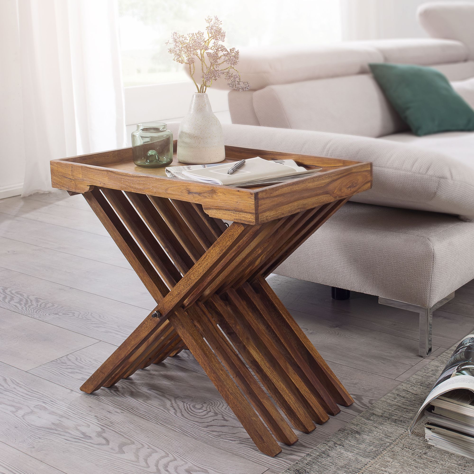 Beistelltisch &ndash; Massivholz Klappbar 55x38 cm Landhaus - Bild 1