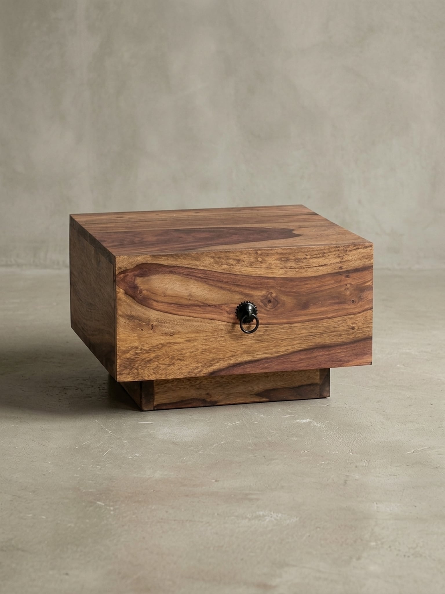 Nachttisch Massivholz Schublade Modern MUMBAI, Dunkelbraun 40x40x25 cm - Bild 1