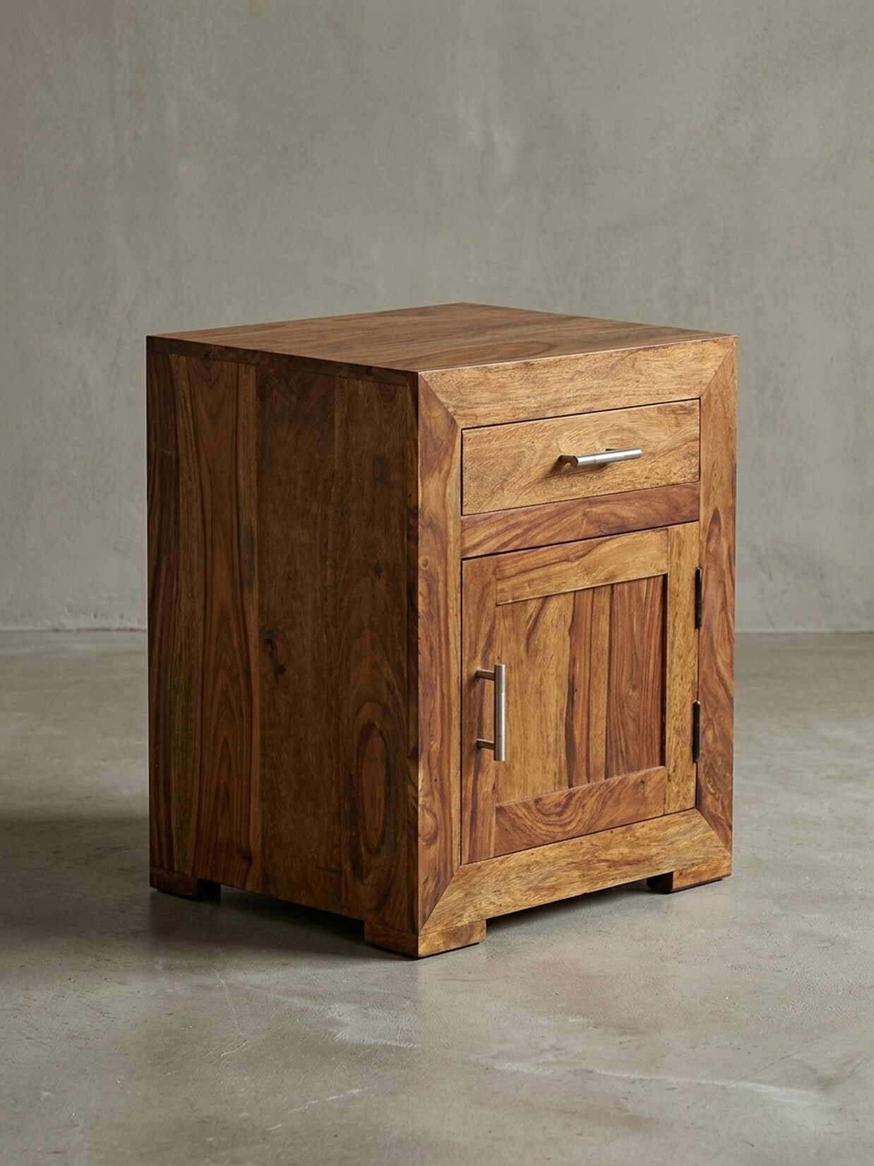 Nachttisch Massivholz Schublade Tür Boxspringbett MUMBAI, Dunkelbraun 50x40x60 cm