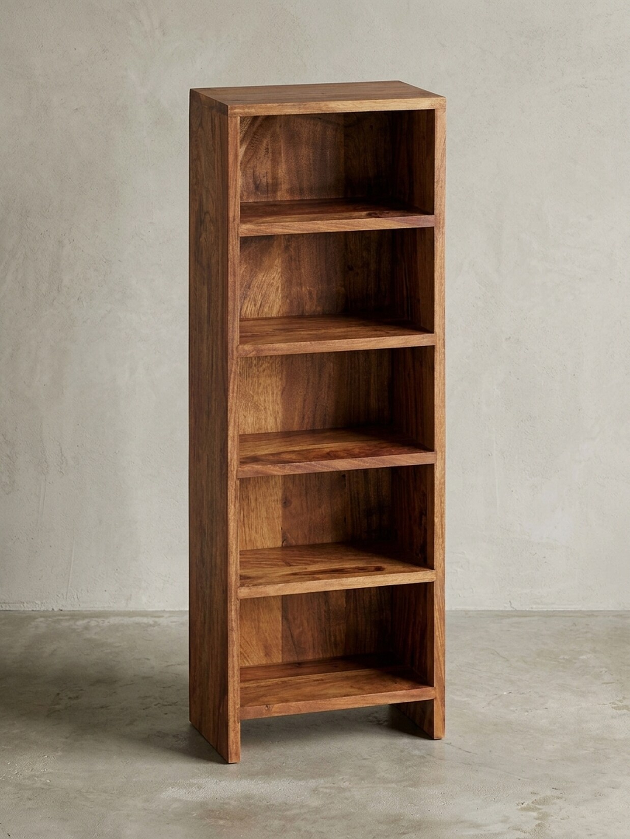 CD-Regal Massivholz 5 Fächer Landhausstil MUMBAI, Dunkelbraun 30x17x90 cm