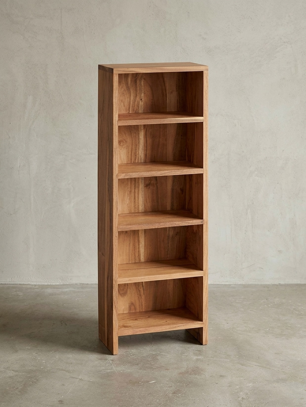 CD-Regal Massivholz 5 Fächer Landhausstil MUMBAI, Akazie 30x17x90 cm