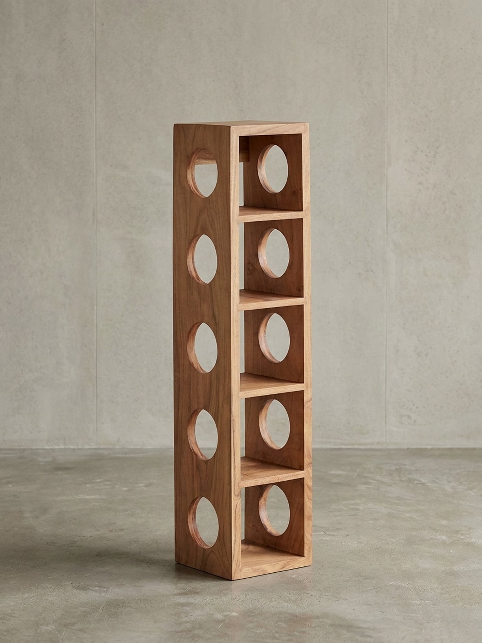 Weinregal MUMBAI Massivholz mit Ablage Wandmontage Modern, Akazie 15x15x70 cm - Bild 1