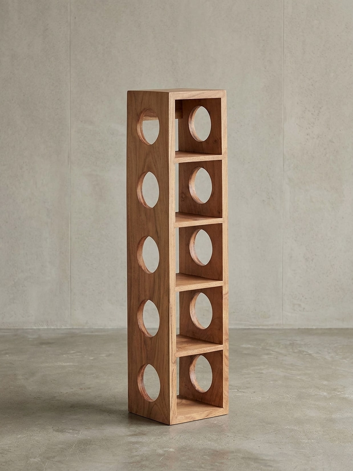 Weinregal MUMBAI Massivholz mit Ablage Wandmontage Modern, Akazie 15x15x70 cm