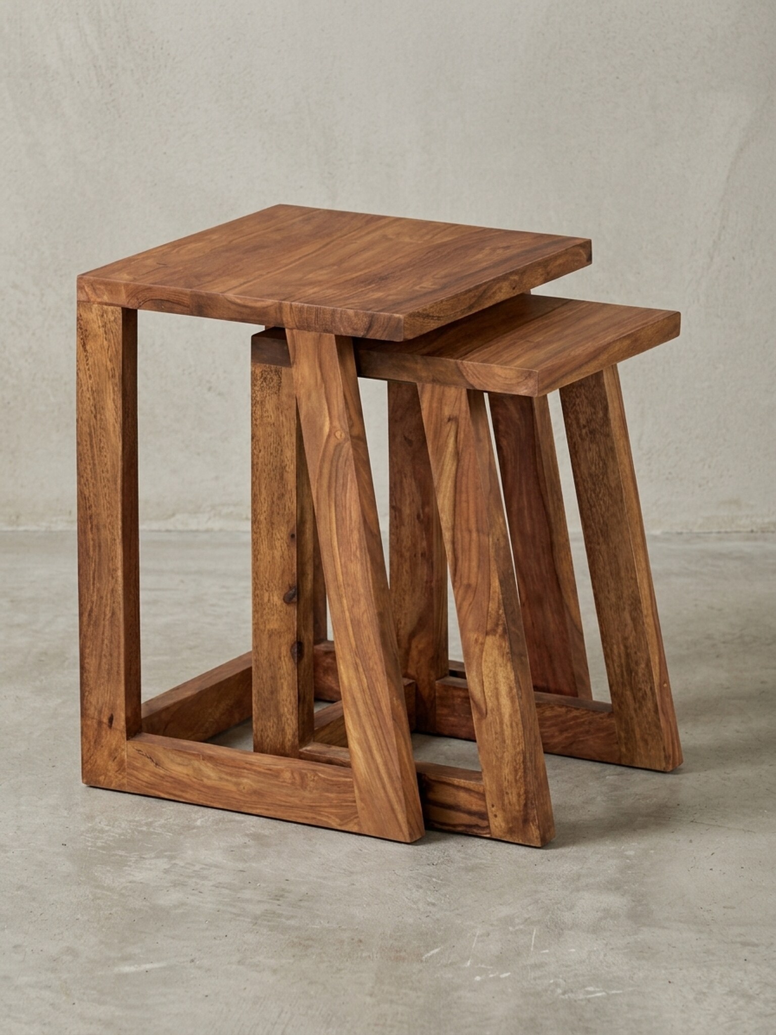 Beistelltisch Set &ndash; 2-teilig Massivholz eckig Landhaus - Bild 1