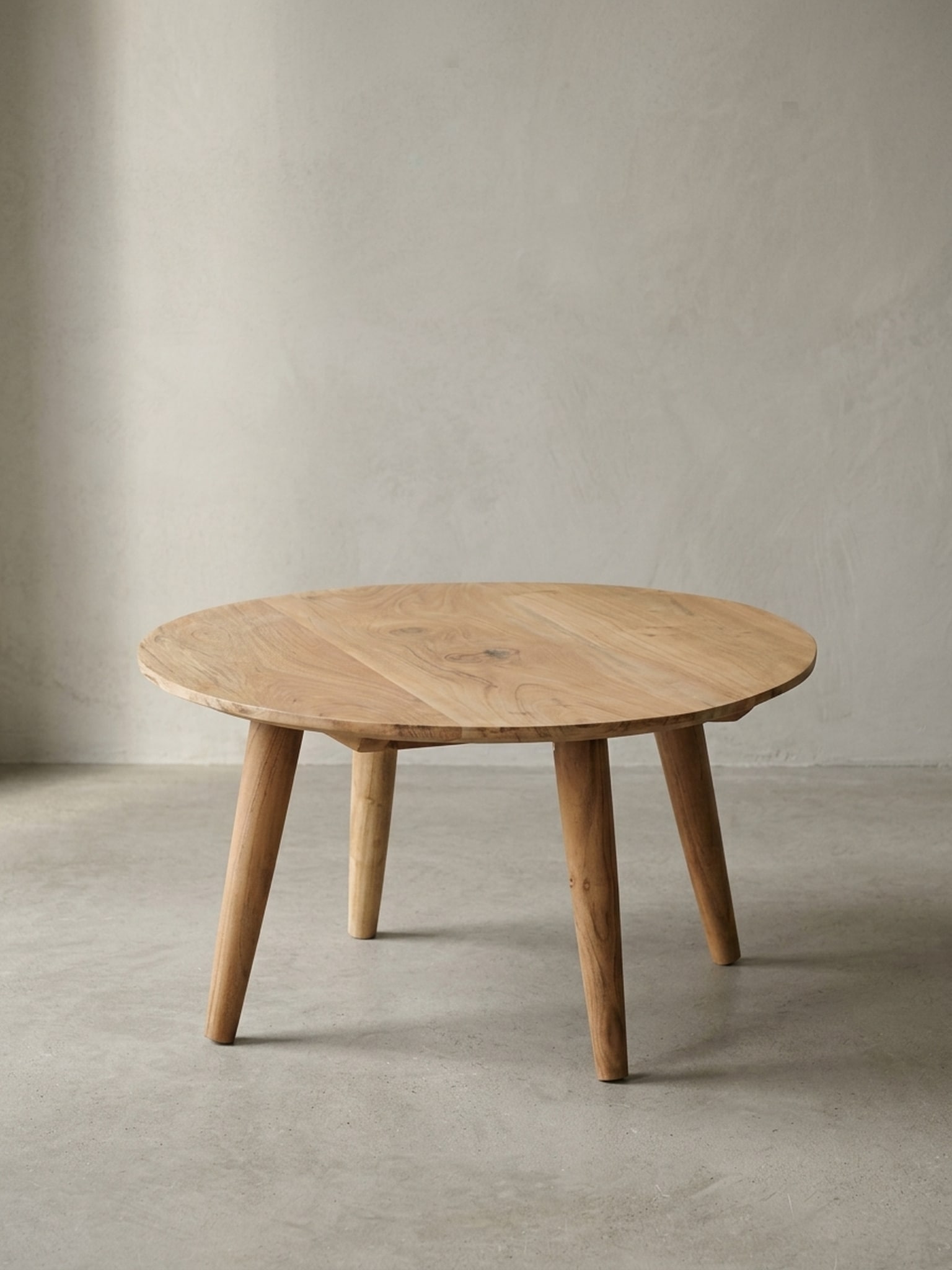 Couchtisch Akazien-Massivholz Rund 75x40cm, Vierbeinig Landhausstil - Bild 1