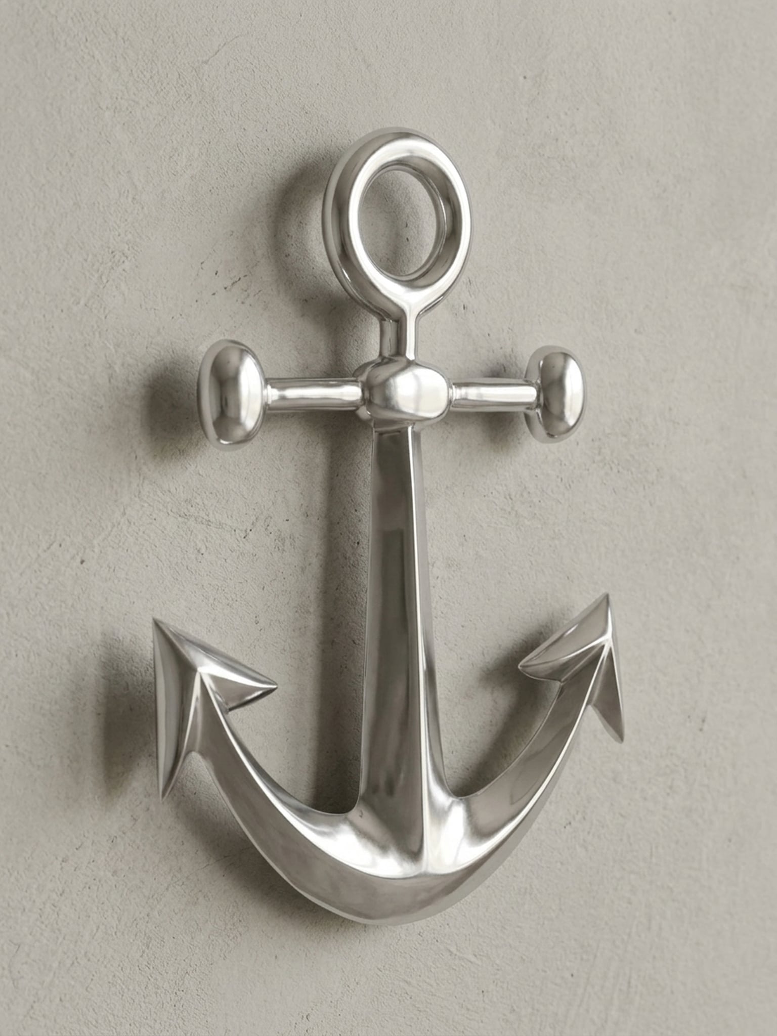 Wanddeko Dekofigur Anker Aluminium silberfarben poliert 62,5 cm im maritimen Stil - Bild 1