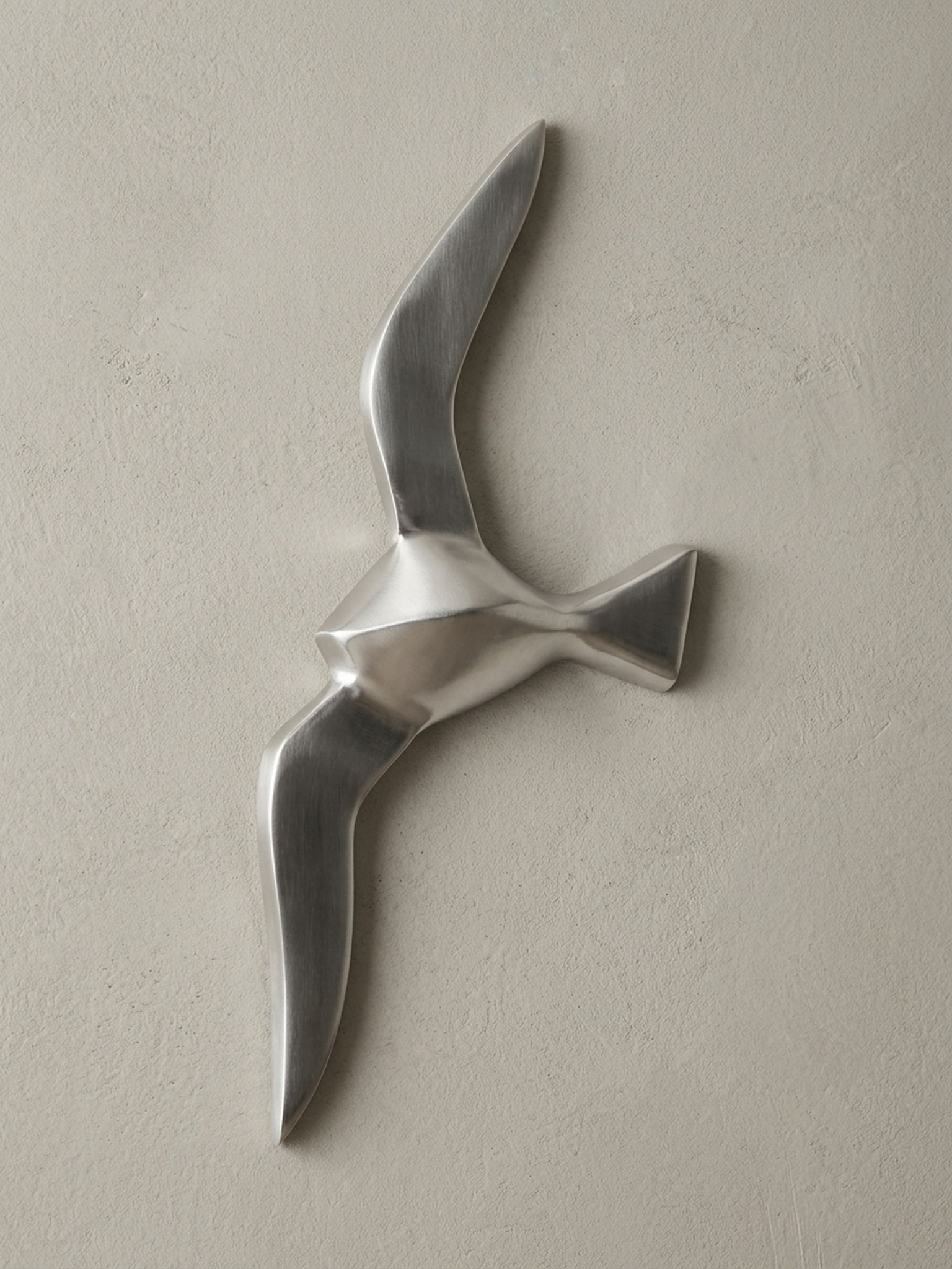 Wanddeko Dekofigur M&ouml;we Aluminium silberfarben poliert 30 cm zur Wandmontage - Bild 1