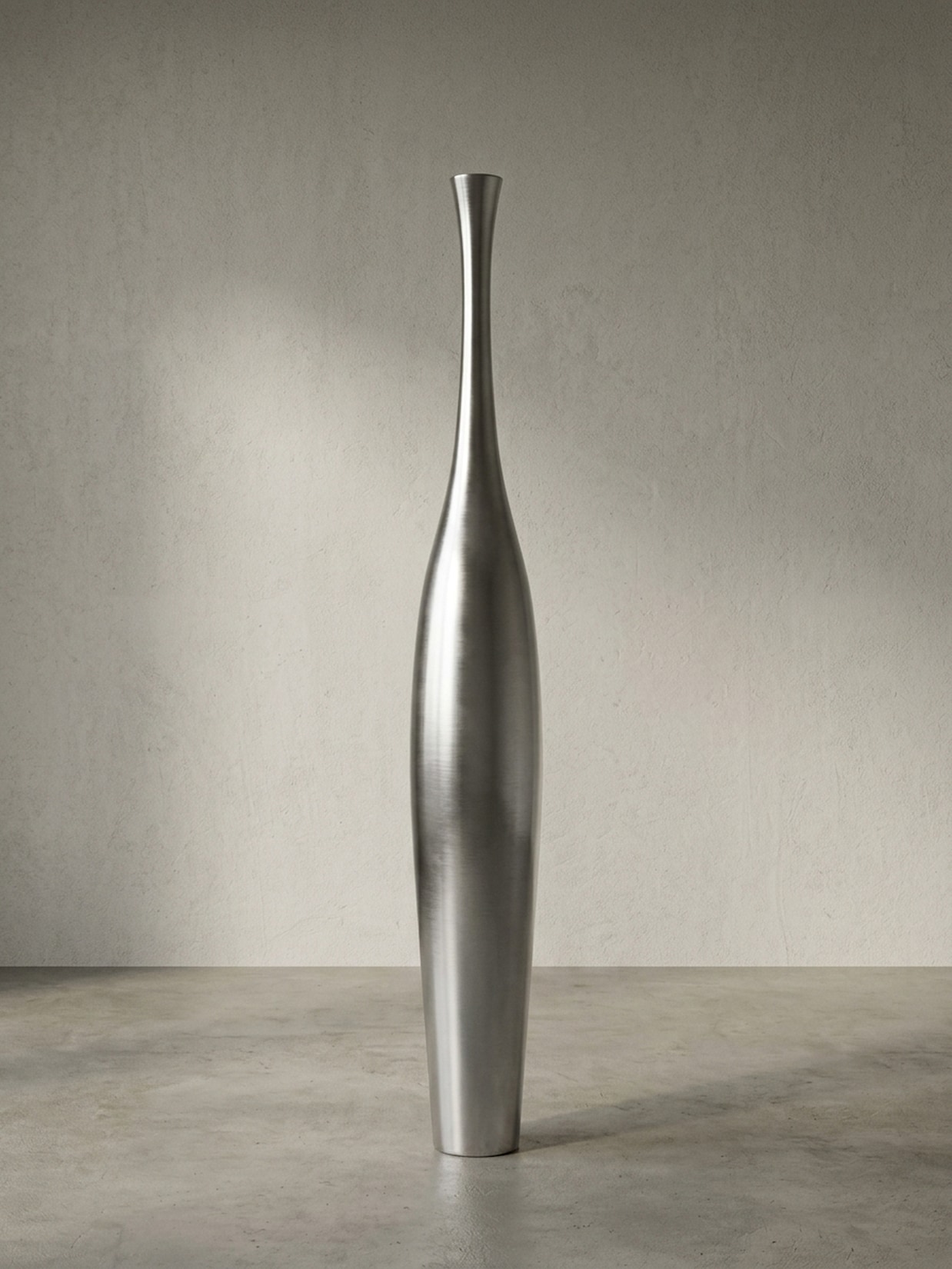 Vase Aluminium Modern Stil 75 cm hoch Silber mit einer Öffnung