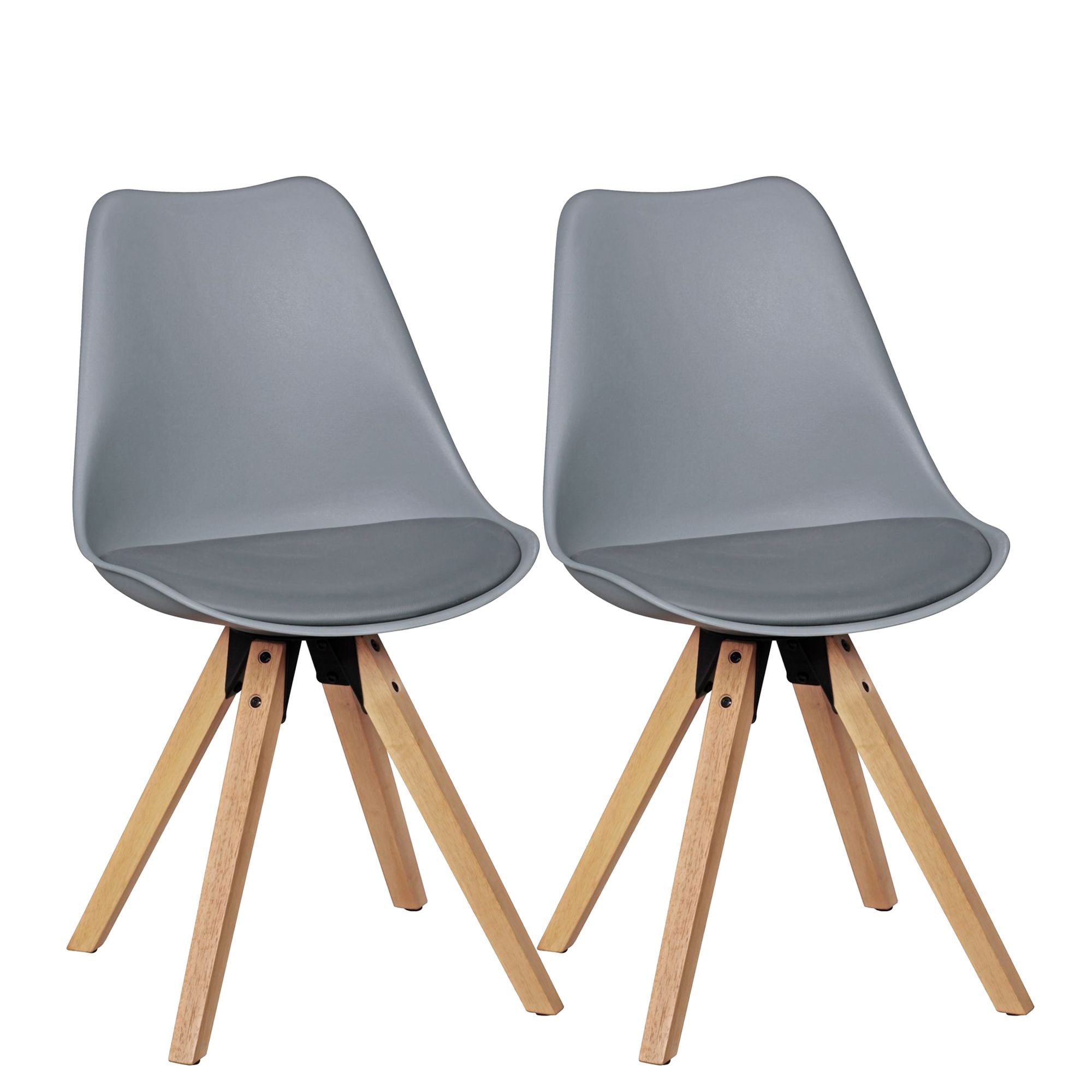 Esszimmerstuhl 2er Set Kunstleder mit Holzgestell Retro Skandinavisch gepolstert, Grau 49x52x87 cm - Bild 1