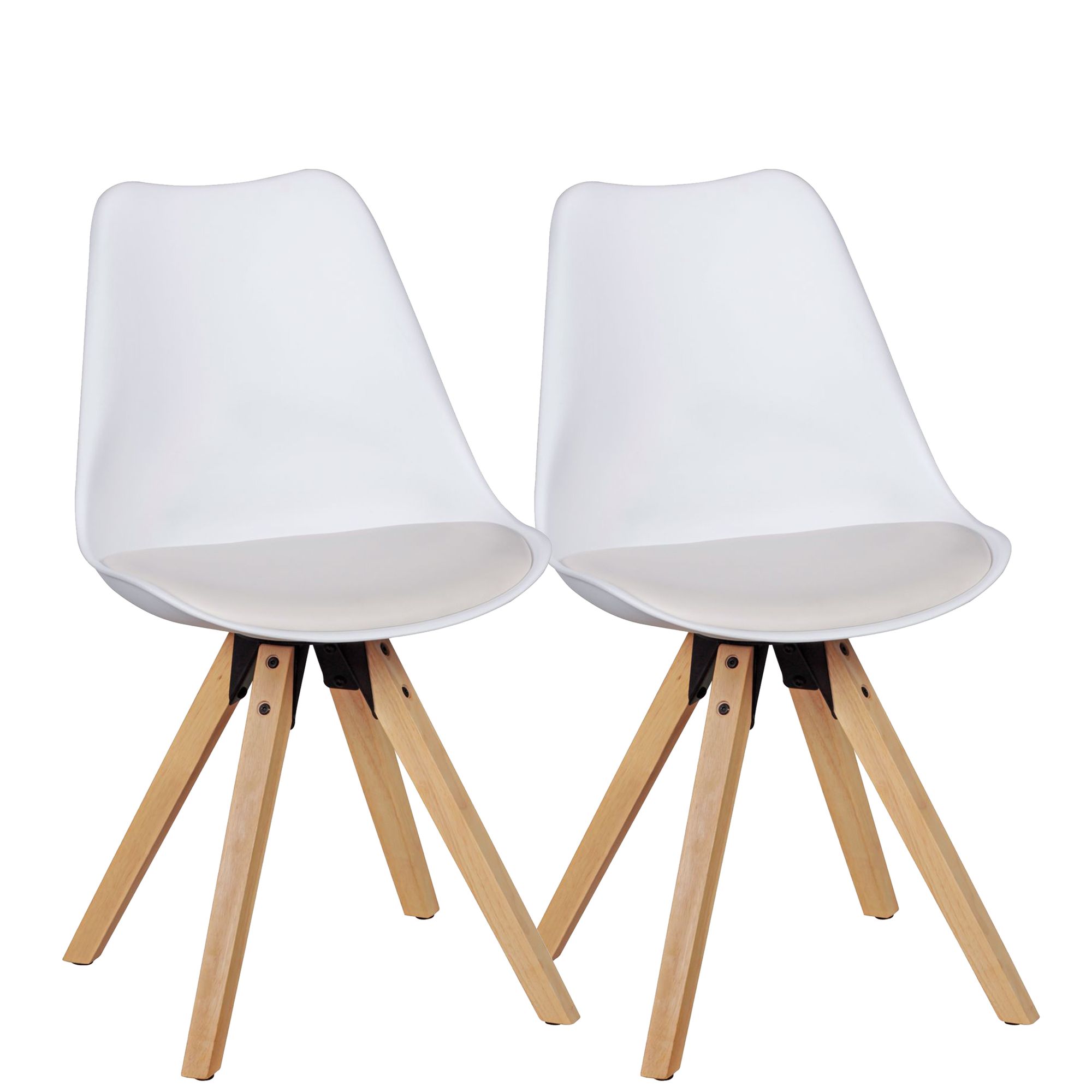 Esszimmerstuhl 2er Set Kunstleder mit Holzgestell Retro Skandinavisch gepolstert, Wei&szlig; 49x52x87 cm - Bild 1