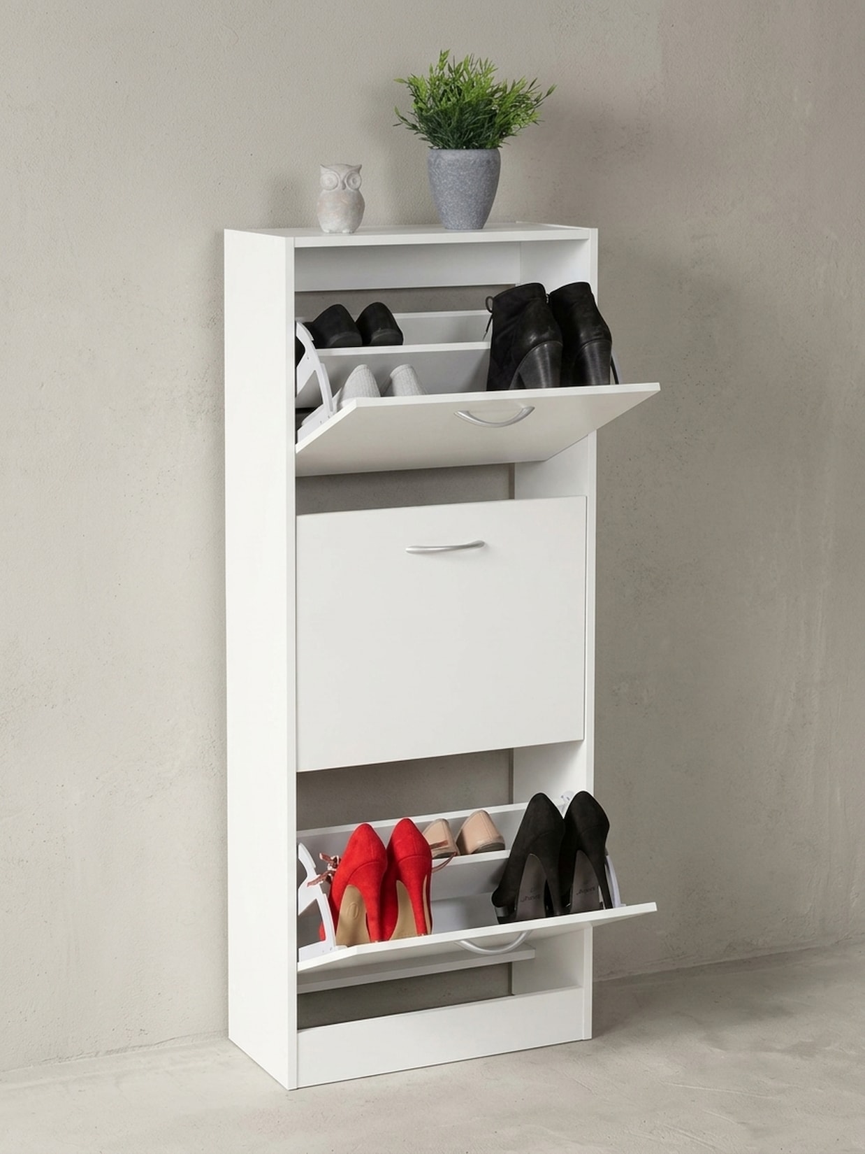 Schuhkipper – Weiß, 125 cm breit, 3 Klappfächer, für ca. 18 Paar Schuhe